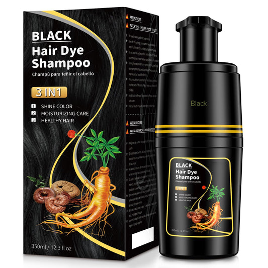 Black IIIMEIDU Black Hair dye Shampoo 3 in 1, Natural Hair Color Shampoo for Gray Hair, Tinte Para el Cabello for Women and Men 100% Grey Coverage, 350ml