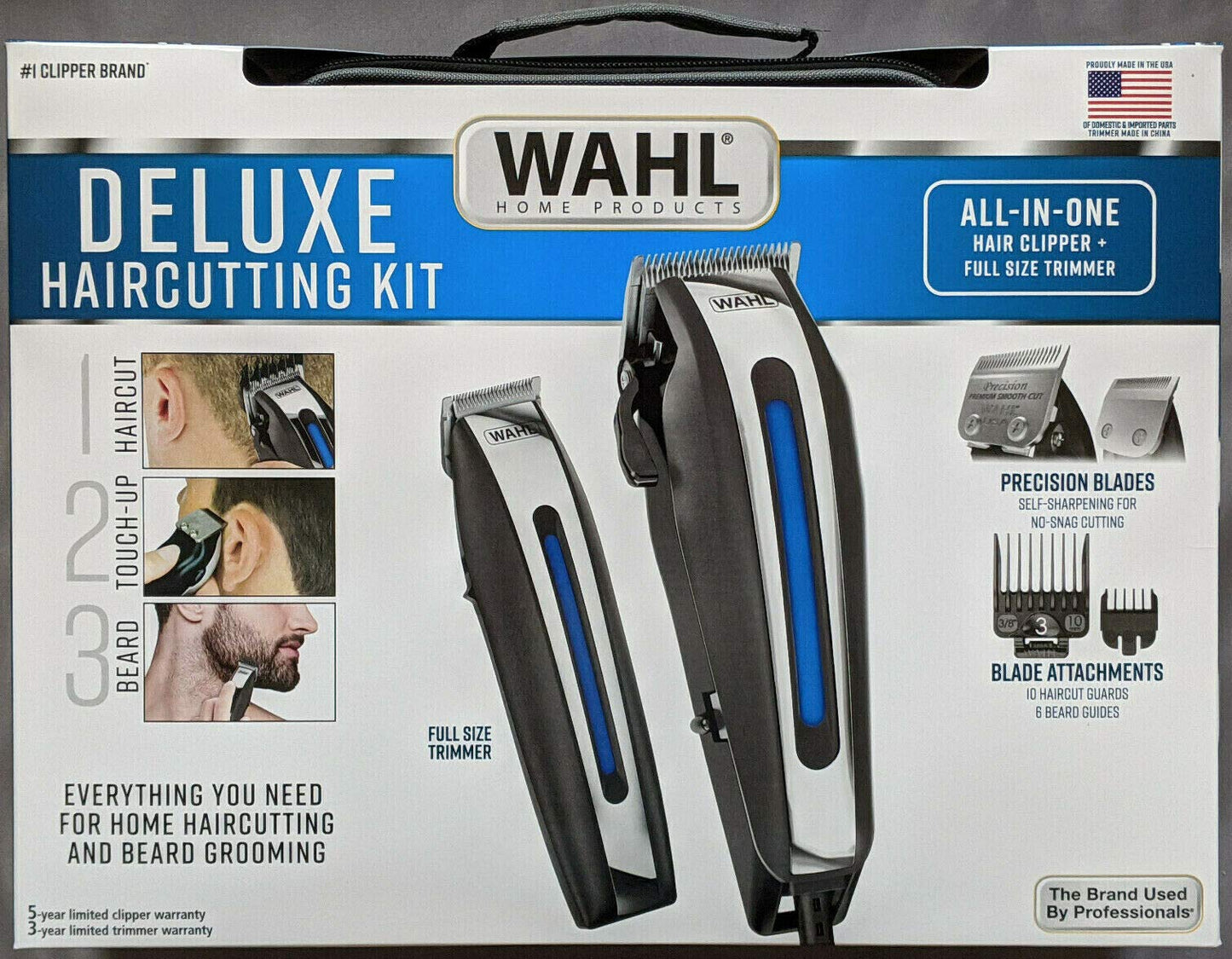 Light Gray WAHL Deluxe Complete Hair Cutting Kit 29 Piece Clipper Set with Beard Trimmer -Retail $125+!!! BY AMPLEXPO