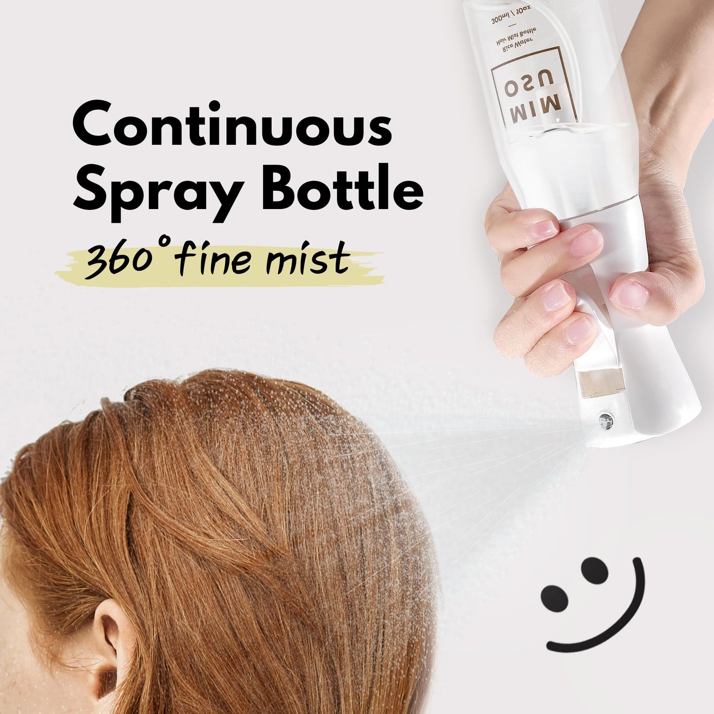 Lavender mimosu Continuous Mist Spray Bottle, 10oz – Refillable Sprayer for Hair Styling, Salon, Rice Water DIY, Curly Care Product