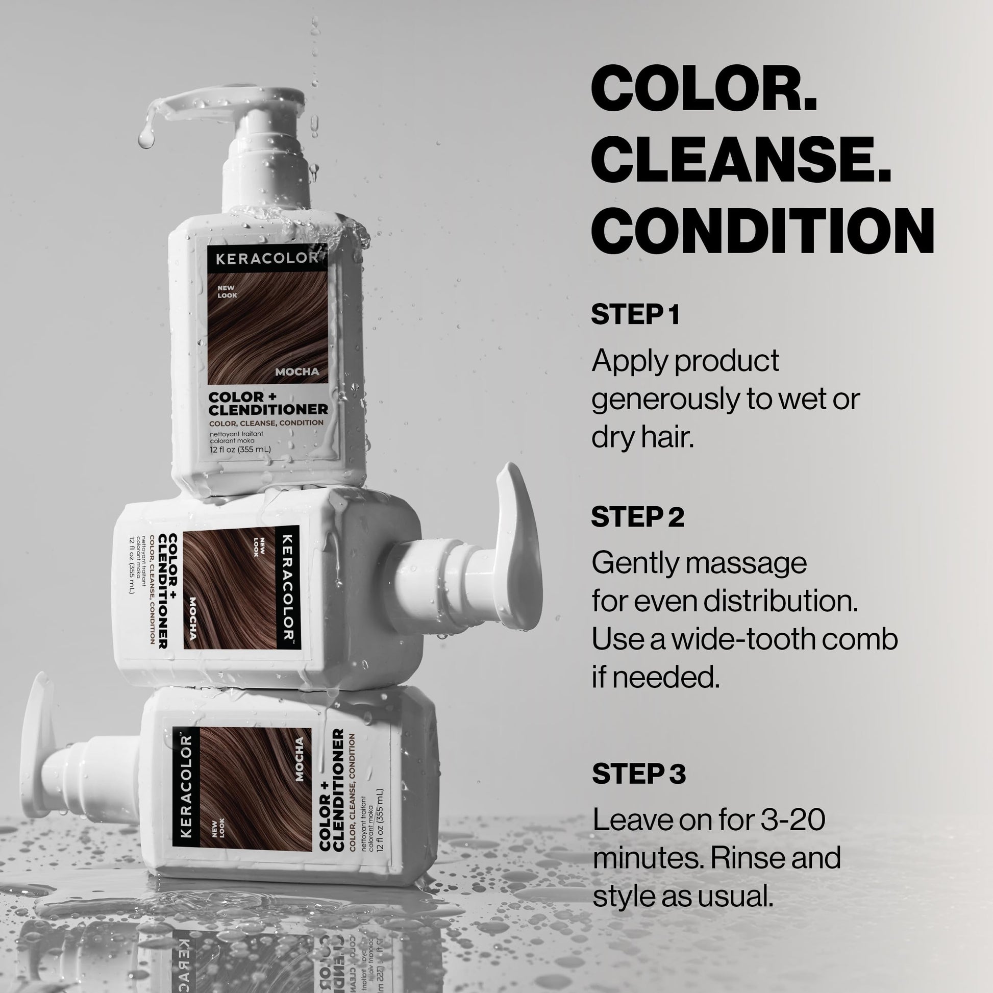Gray Keracolor Clenditioner MOCHA Hair Dye - Semi Permanent Hair Color Depositing Conditioner, Cruelty-free, 12 fl oz (Pack of 1)