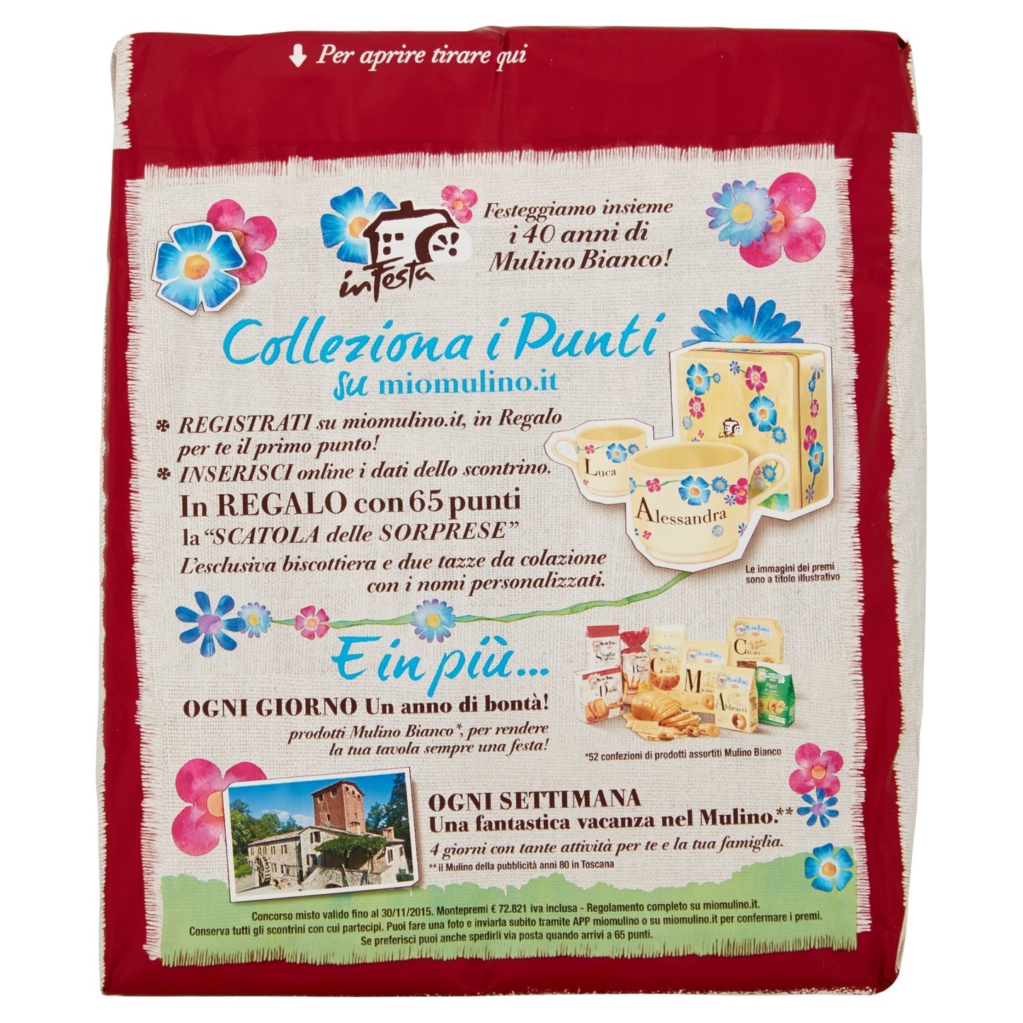 Dark Red Mulino Bianco: " Le Dorate " Fette Biscottate 36 count - Golden Rusks. Italian Toast - 11.11 Oz (315g) Pack of 2