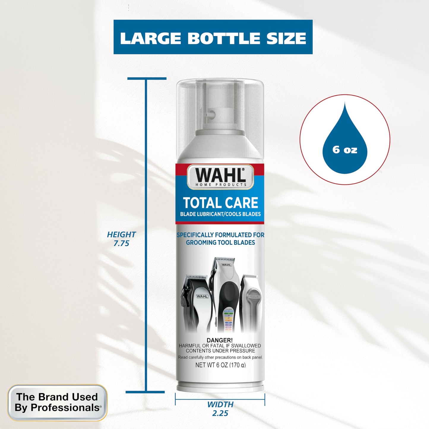 White Smoke Wahl Total Care Blade Coolant Clipper Spray – For Hair Clippers & Beard Trimmers for Men, Model 3776P