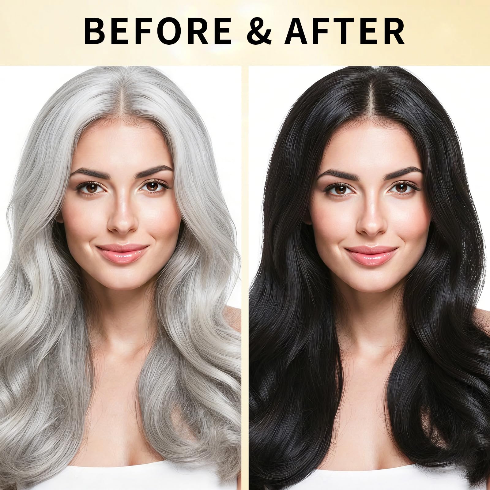 White Smoke Black Hair Color Shampoo for 100% Gray Hair Coverage, 3 in 1 Black Hair Dye Shampoo for Women Men with Argan Oil Nourishing Scalp and Hair