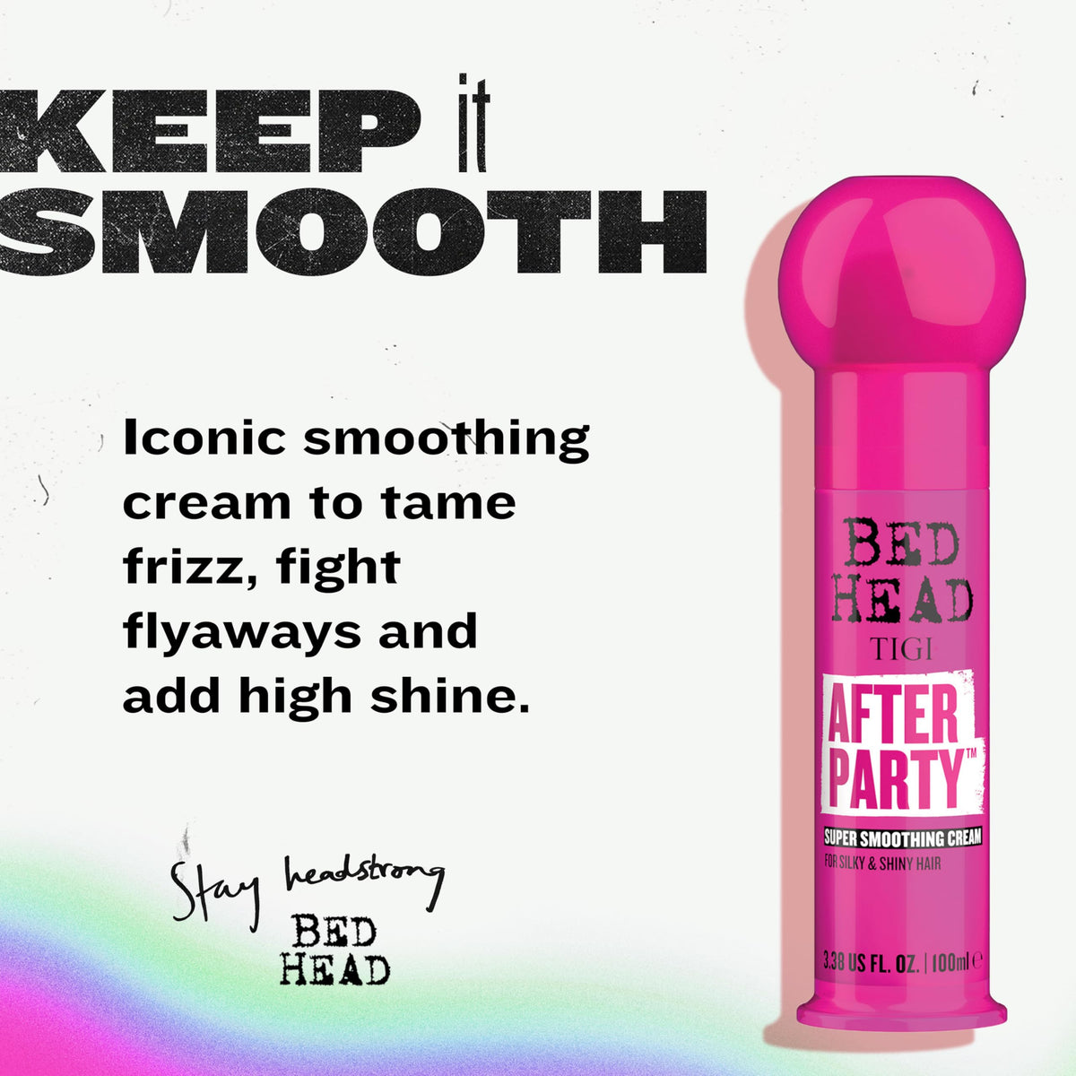 White Smoke TIGI Bed Head After Party Super Smoothing Cream – Anti Frizz Hair Styling Product, Humidity Protection for Frizzy, Dull, or Coarse Hair, 3.38 fl oz