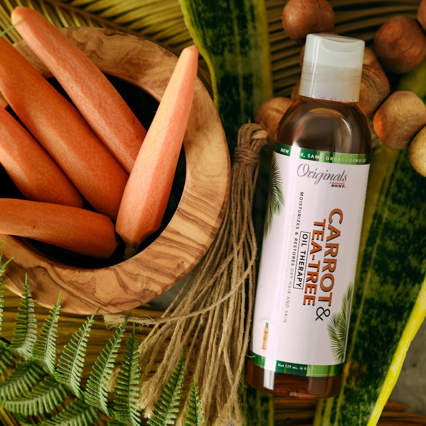 Black Originals by Africa's Best Carrot Tea Tree Oil Therapy, For Body, Hair and Scalp, Natural Organic Oils Repair, Restores Stimulates, Revitalizes &, Rejuvenates, 6 oz