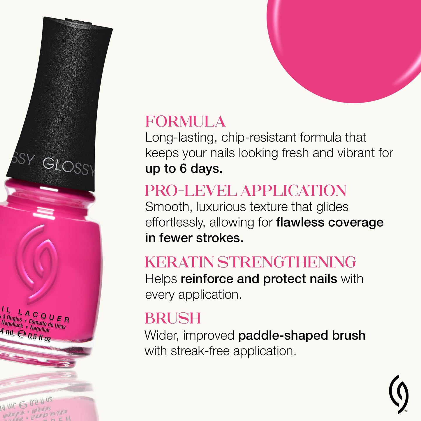 White Smoke China Glaze CG Nail Lacquer Make an Entrance – Deep Fuchsia Nail Polish, Quick Dry, Chip Resistant Glossy Finish for Salon & DIY Manicure, 0.5 fl oz