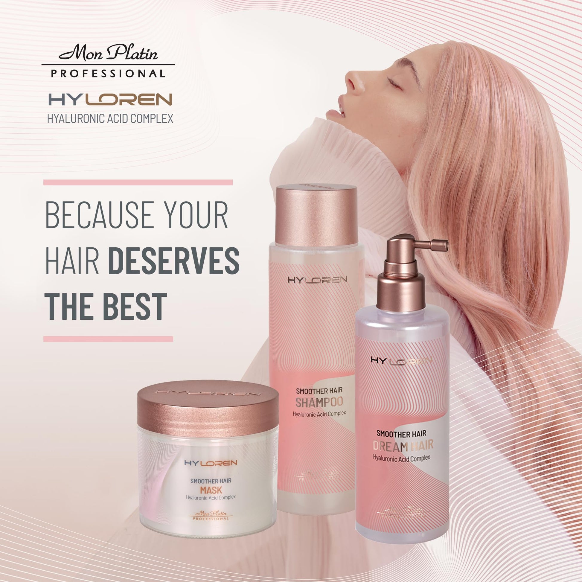 Misty Rose Mon Platin Hair Mask & Dream Hair Spray Bundle, Smoothing Shampoo – Deep Conditioning Anti-Frizz Formula for Straightened Hair with Glossy Shine & Heat Protection