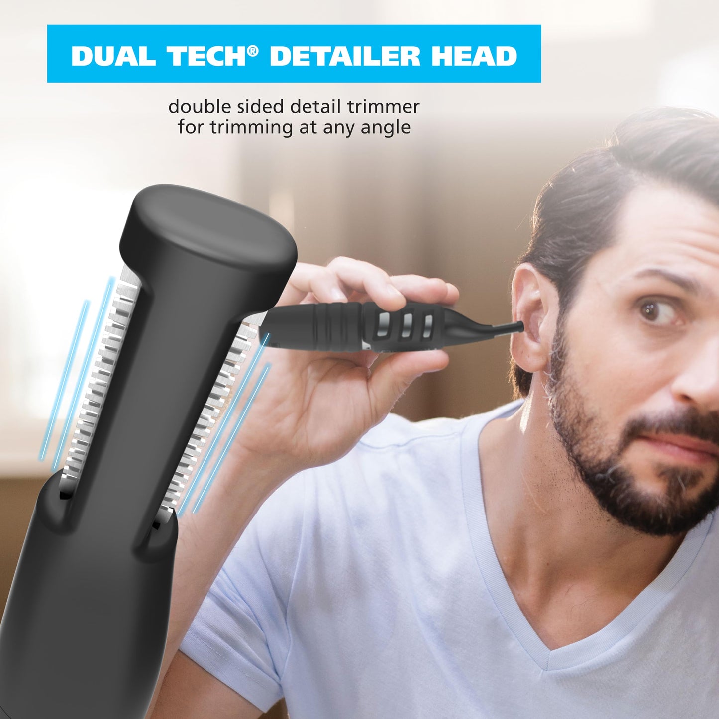 White Smoke Wahl DualTech® Pro Series® 2 in 1 Lithium Battery Dual Sided Eyebrow Trimmer and Nose Hair Trimmer for Men – Model 3025698
