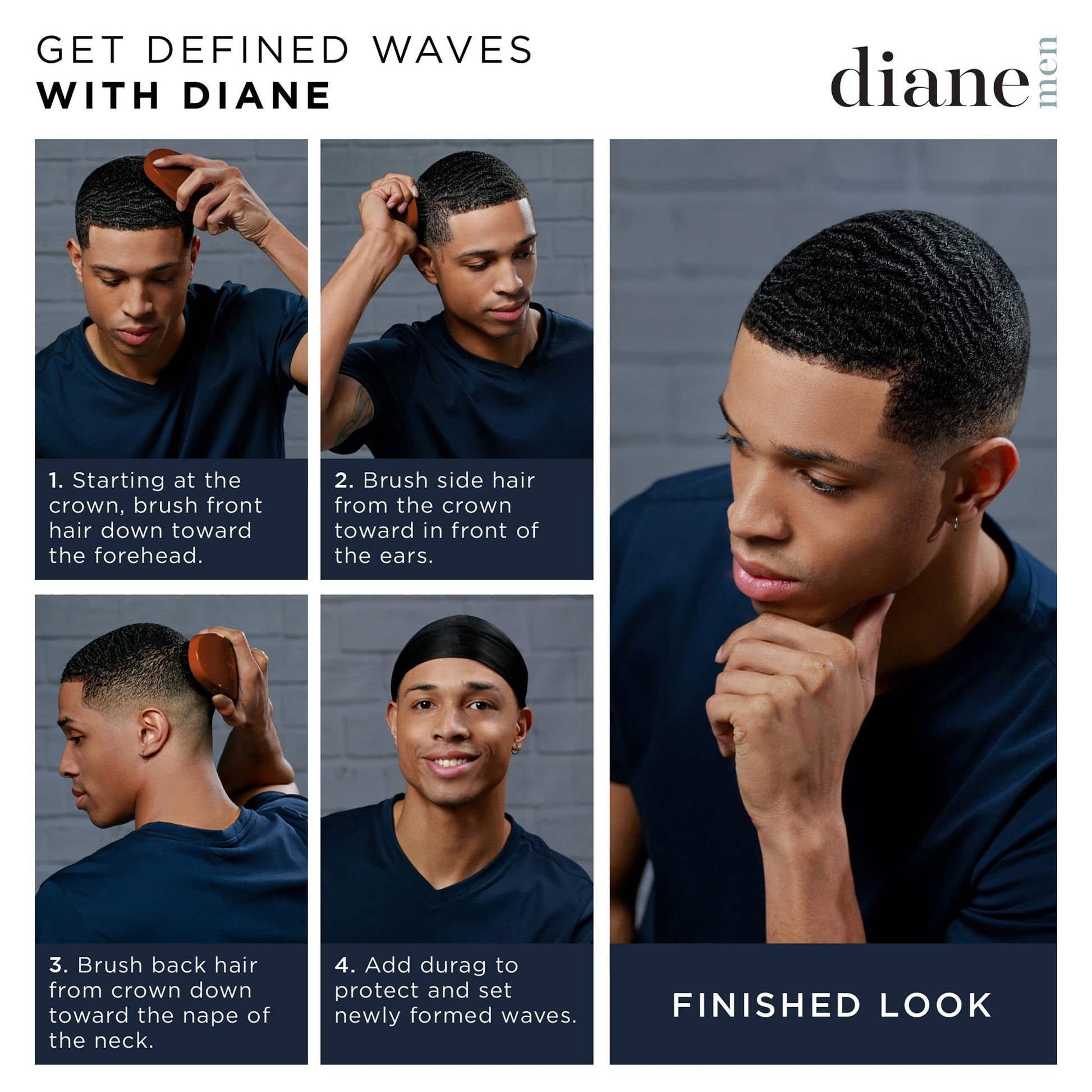 White Smoke Diane Premium 100% Boar Bristle 2-Sided Club Brush for Men, Medium Firm Bristles for Thick, Curly or Coarse Hair, Mens Brush for Detangling, Smoothing, Wave Styles, Soft on Scalp, Restores Shine