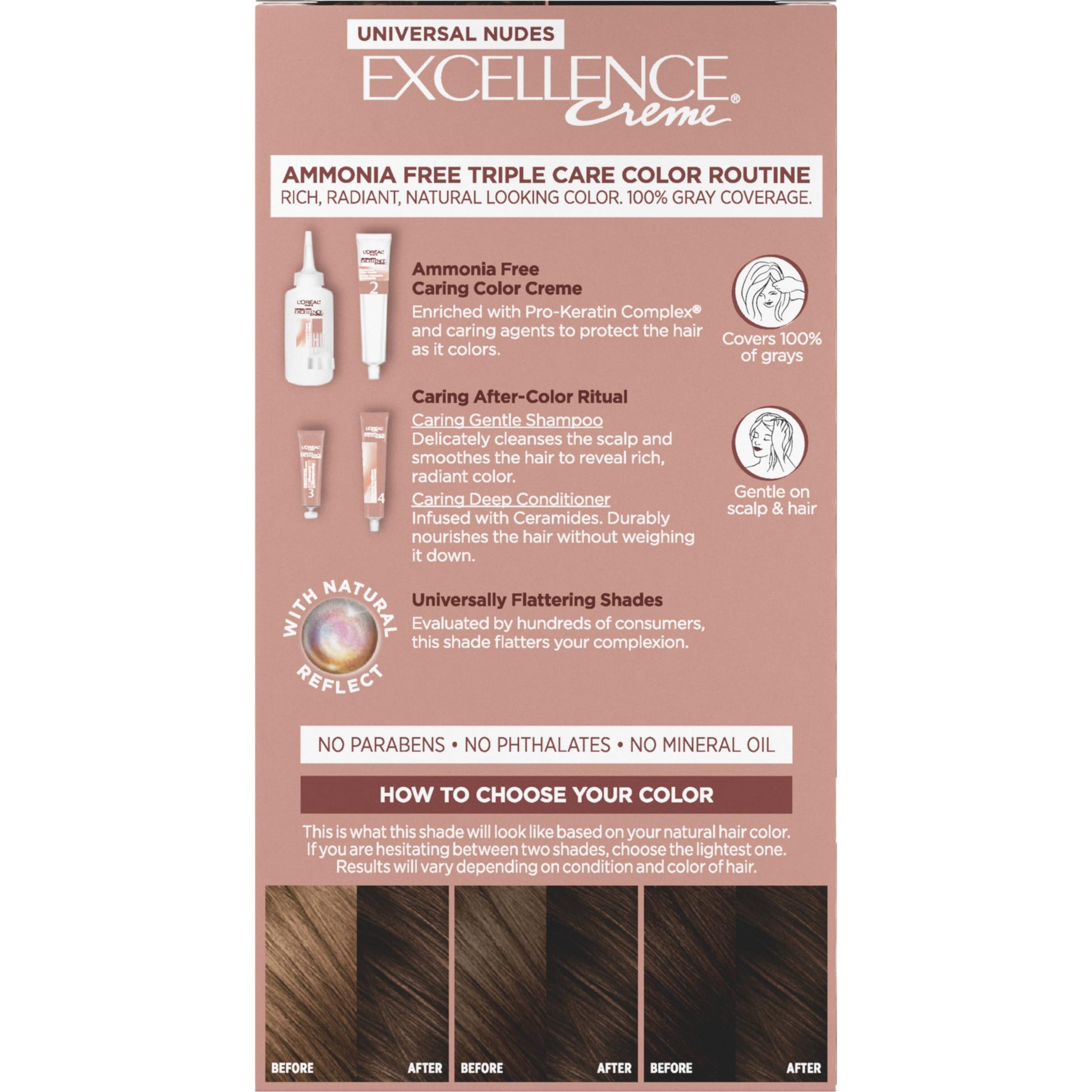 Rosy Brown L’Oreal Paris Excellence Universal Nudes Permanent Hair Color, Ammonia Free Hair Dye for Gray Hair Coverage, 4N Natural Dark Brown, 1 Hair Dye Kit