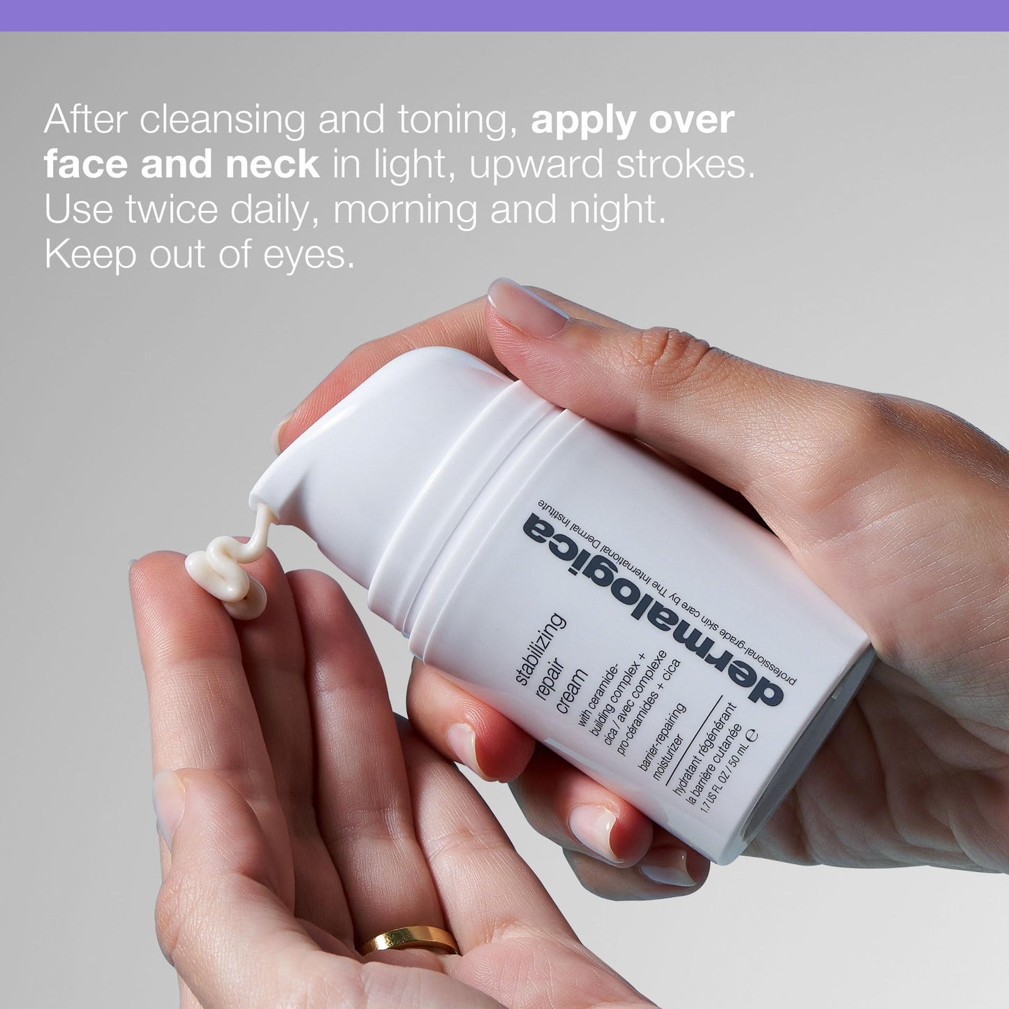 Gray Dermalogica Stabilizing Repair Cream, Face Moisturizer for Sensitive Skin with Cica - Strengthens, Soothes, and Repairs Skin Barrier, 3.4 fl oz
