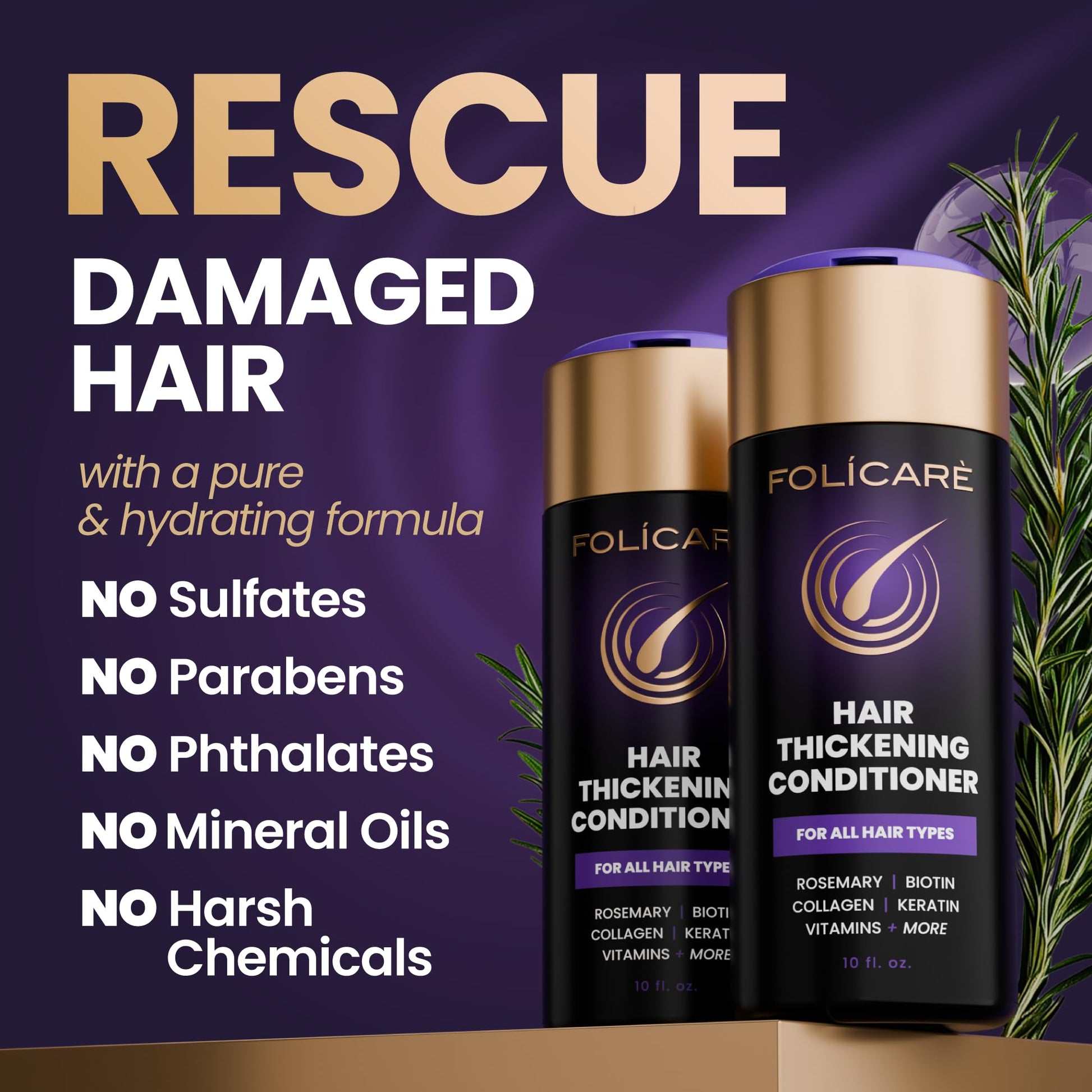 Midnight Blue FOLICARE Hair Thickening Conditioner & Structural Repair Treatment | The 8-Week Density Protocol to Achieve Structurally Sound, Measurably Thicker Hair Resilient to Styling - 8.5 Fl oz