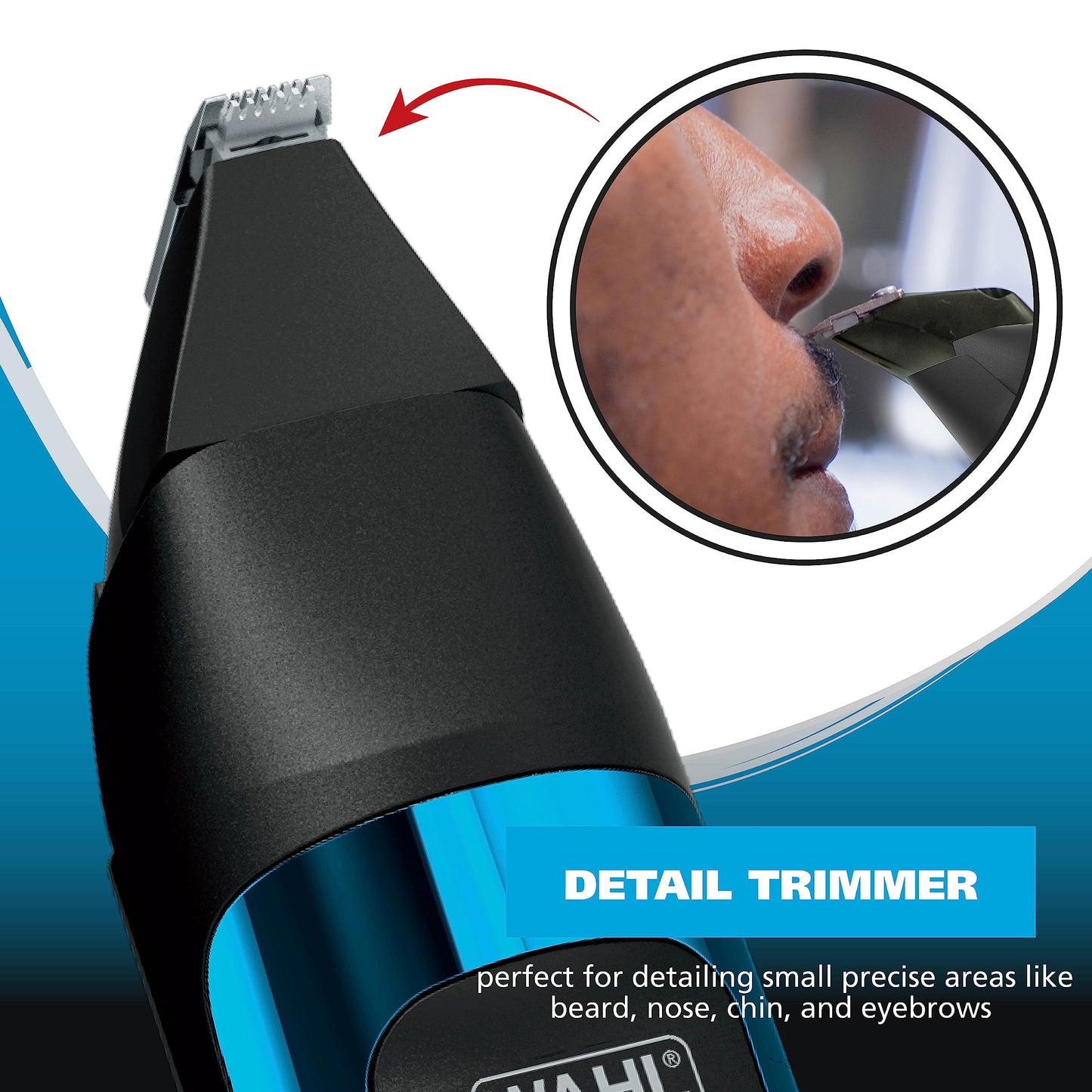 White Smoke Wahl Manscaper® Total Body Grooming and Your Hair Down There Rechargeable Deluxe Hair Trimmer and Shaver with Safe-Touch Detachable Stainless Steel Precision Blades - Model 5708