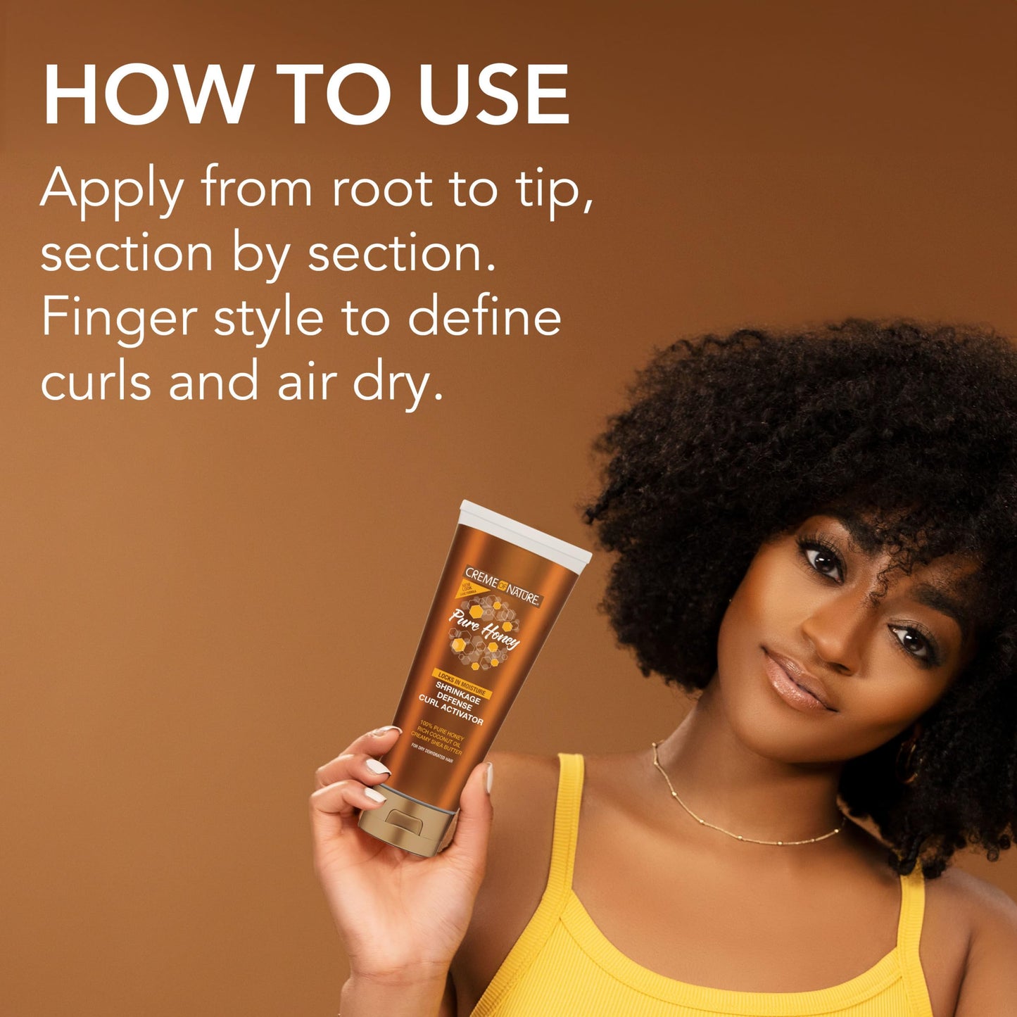 Sienna Creme of Nature Pure Honey Define Shrinkage Defense Curl Activator, Moisture-Rich Formula with Coconut Oil & Shea Butter, For Dry, Dehydrated Hair 10.5 oz