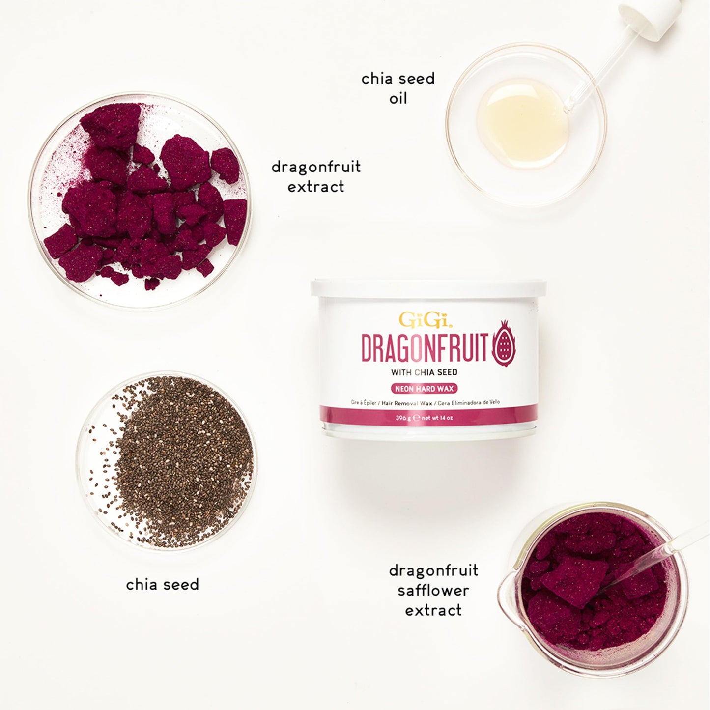 White Smoke Gigi Neon Hard Wax – Dragonfruit, Stripless Wax for Hair Removal, Ideal for Sensitive Skin, 14 Oz