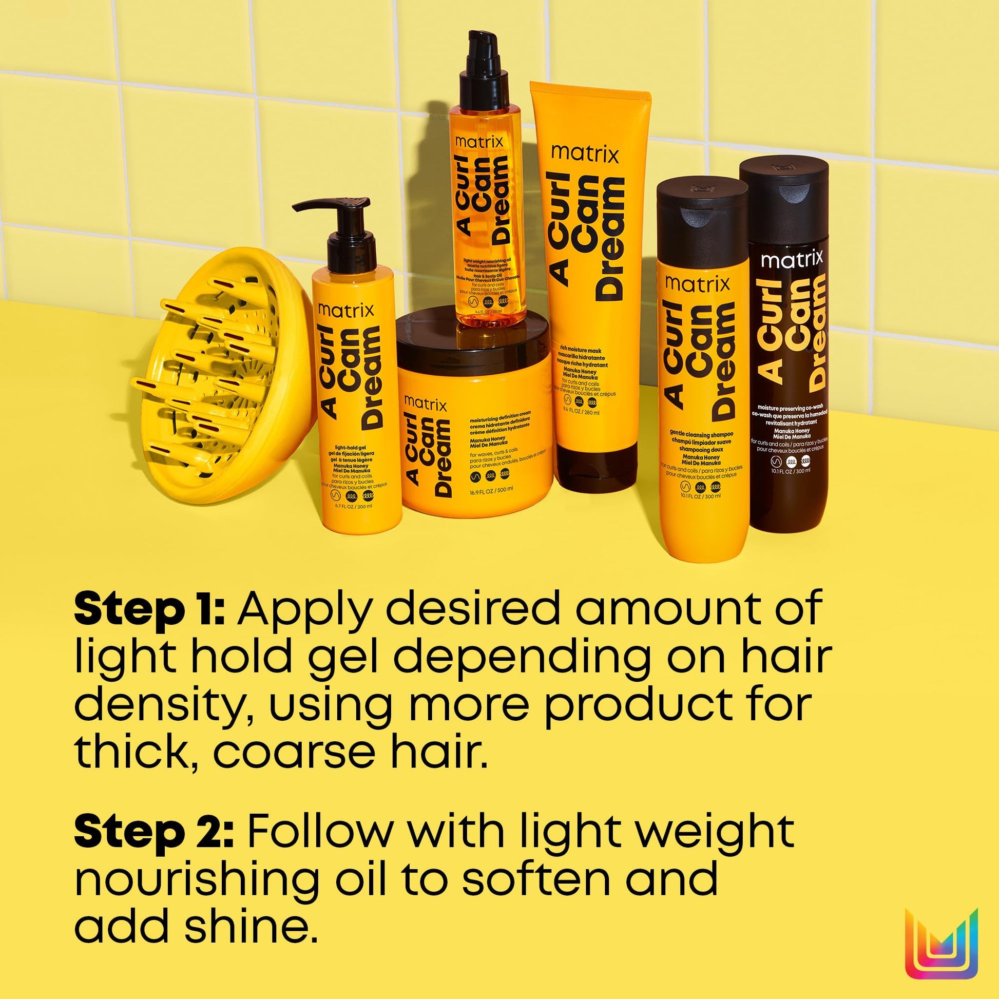 Light Goldenrod Matrix A Curl Can Dream Light Hold Gel For Curly, Coily, & Wavy Hair - Controls Frizz and Defines Curls Without Flaking or Crunch, Silicone, Sulfate & Paraben-Free, Salon Styling Gel