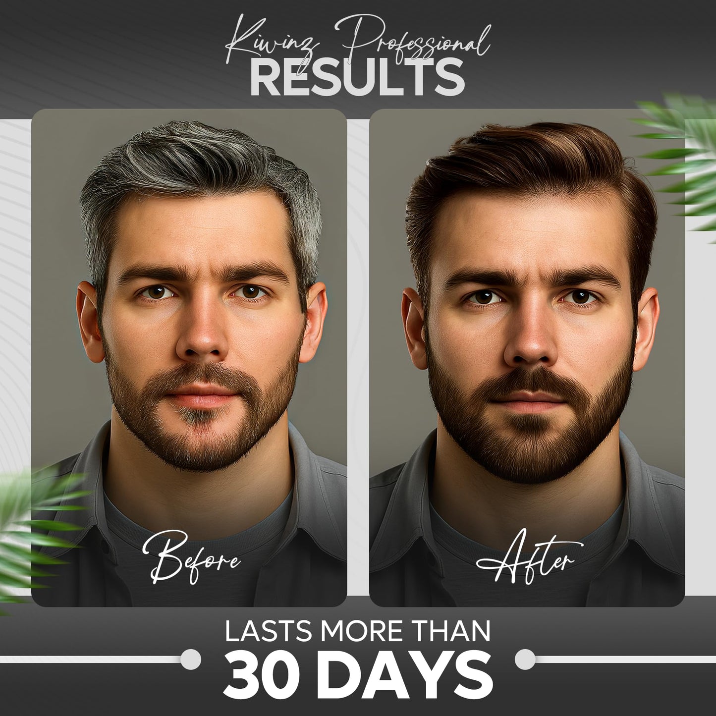 Dark Slate Gray Kiwinz Professional Dark Brown Hair Color Shampoo for Men – 5 in 1 Hair Dye Shampoo for Grey Hair - Instant Hair Dye with 100% Color Accuracy with Natural Ingredients - Ammonia Free - 500ml
