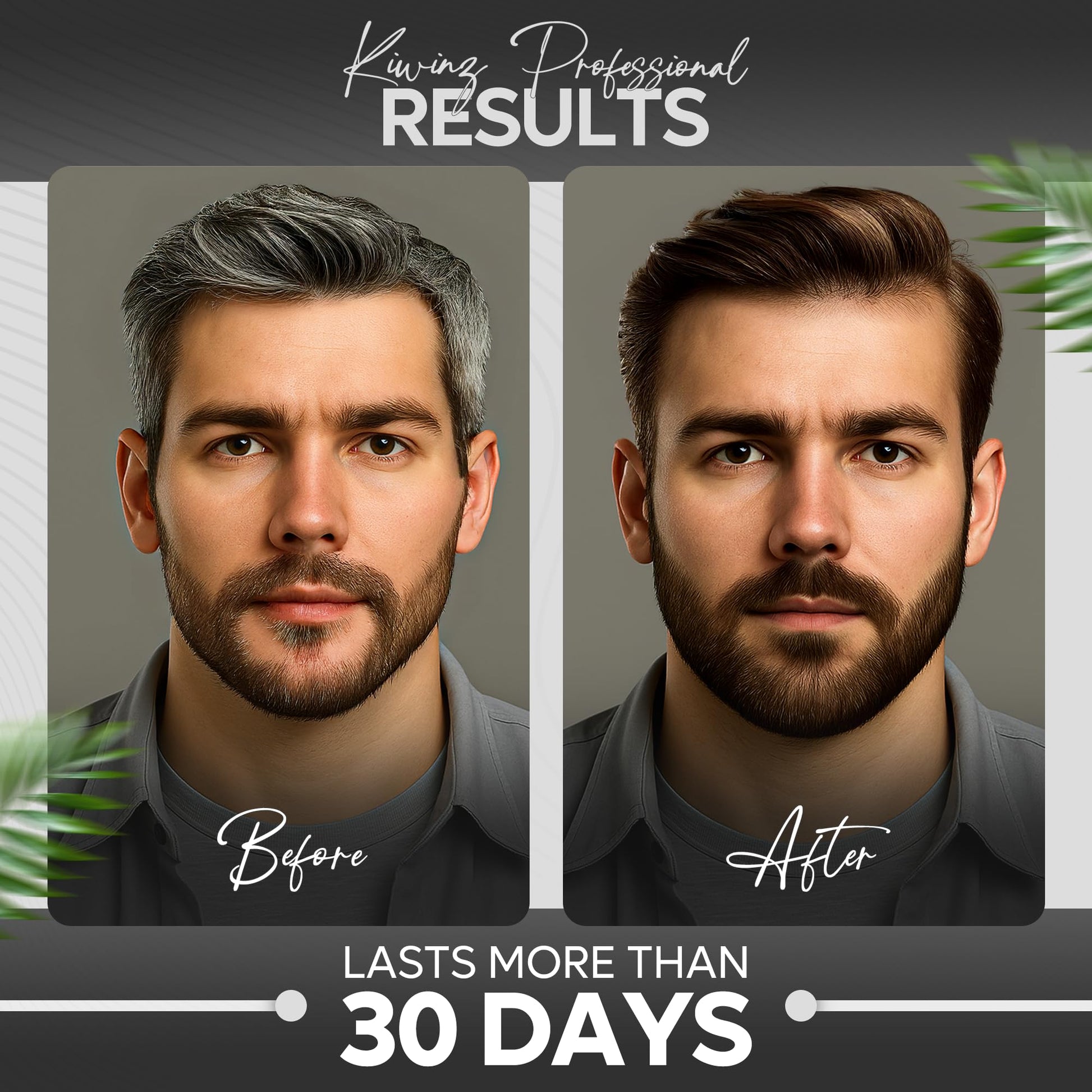 Dark Slate Gray Kiwinz Professional Dark Brown Hair Color Shampoo for Men – 5 in 1 Hair Dye Shampoo for Grey Hair - Instant Hair Dye with 100% Color Accuracy with Natural Ingredients - Ammonia Free - 500ml