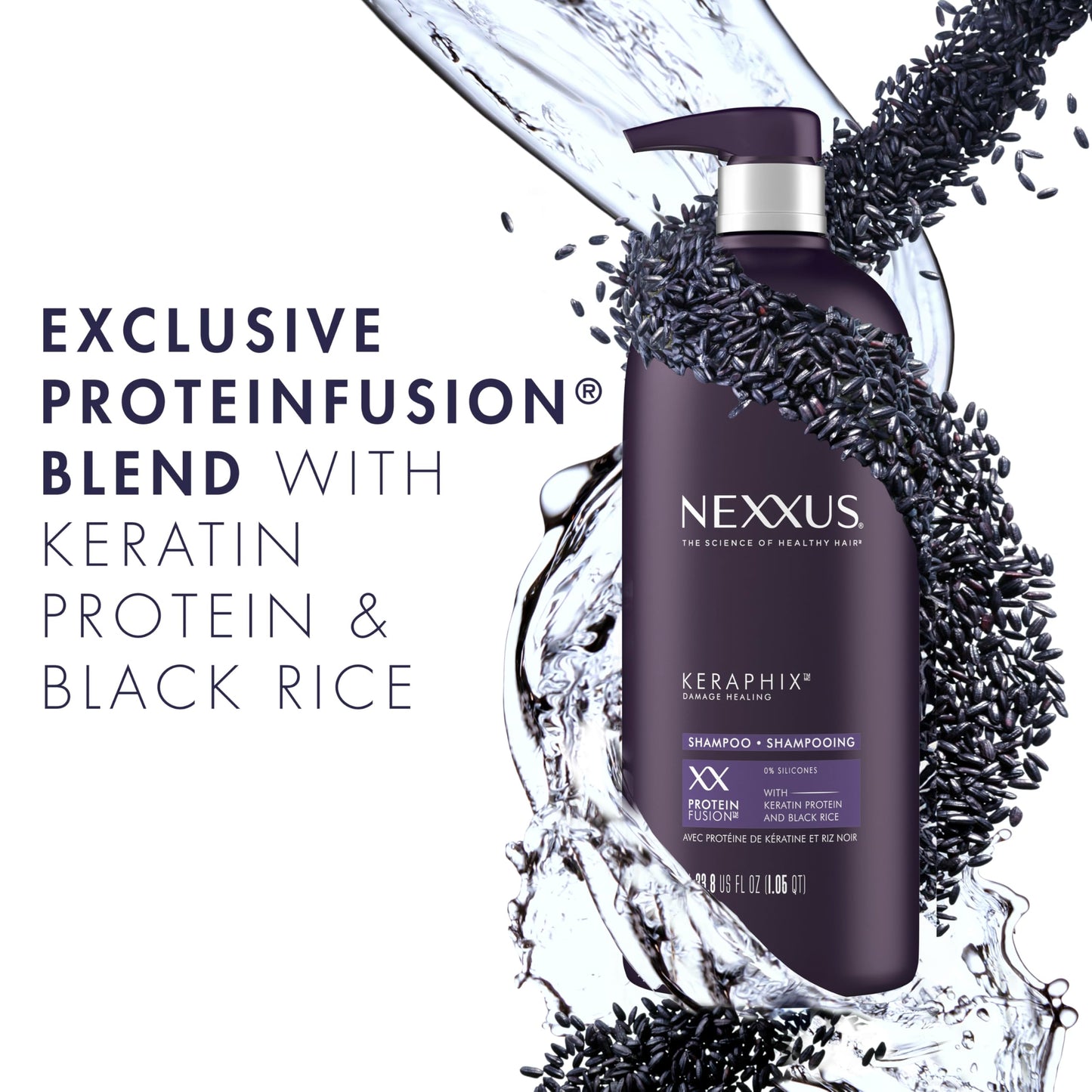 White Smoke Nexxus Keraphix Shampoo and Conditioner - Damaged Hair Treatment System with Keratin Protein and Black Rice, 2 Count & 3 Repair Masks Treatment, 33.8 oz, 1.5 oz, 3 Count, 5 Count ( Pack of 1)