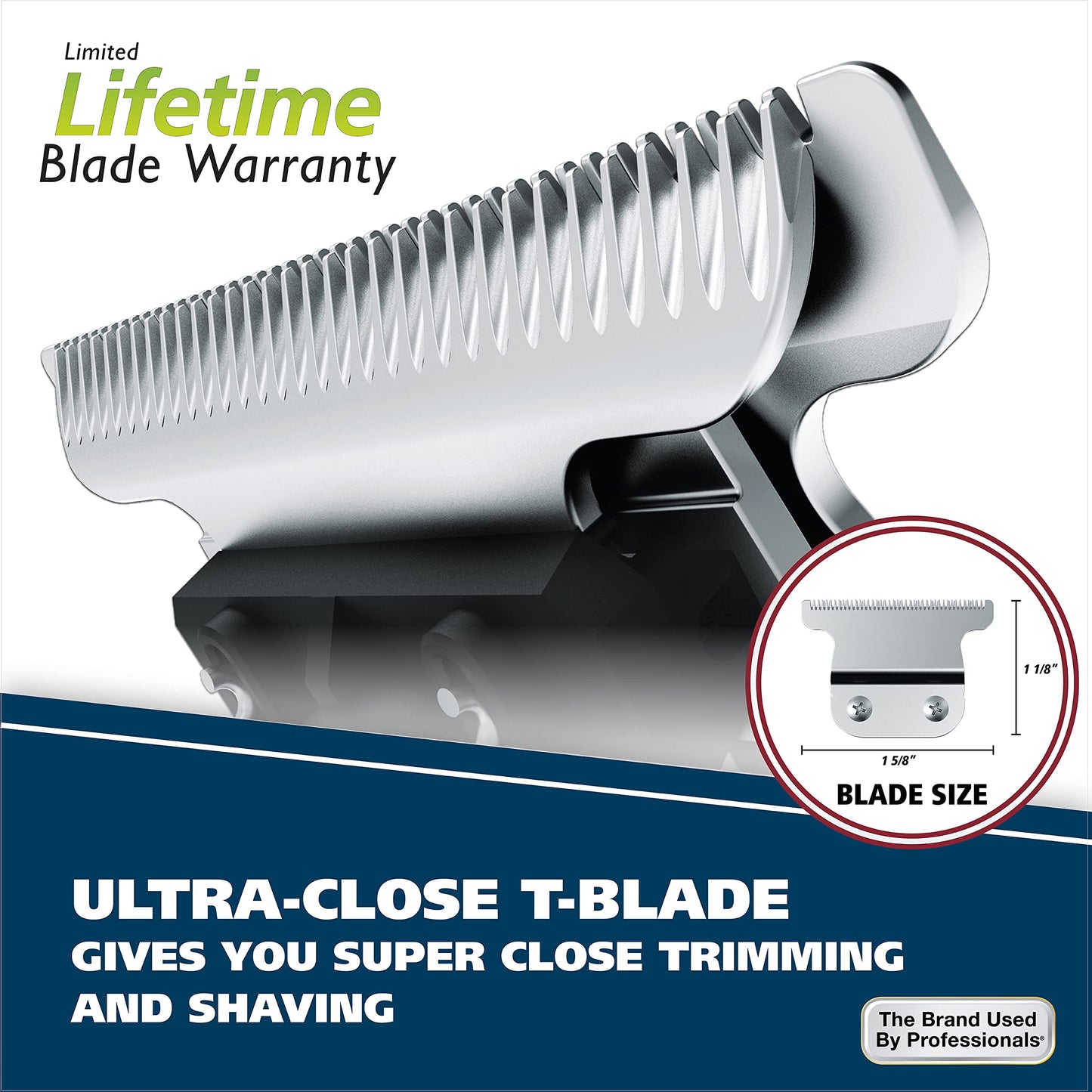 White Smoke Wahl Aqua Blade® Rechargeable Wet/Dry Lithium-Ion Deluxe Beard Trimmer for Men - Interchangeable Heads for Detailing, Hair, Mustache and Body Grooming - Model 9899-100
