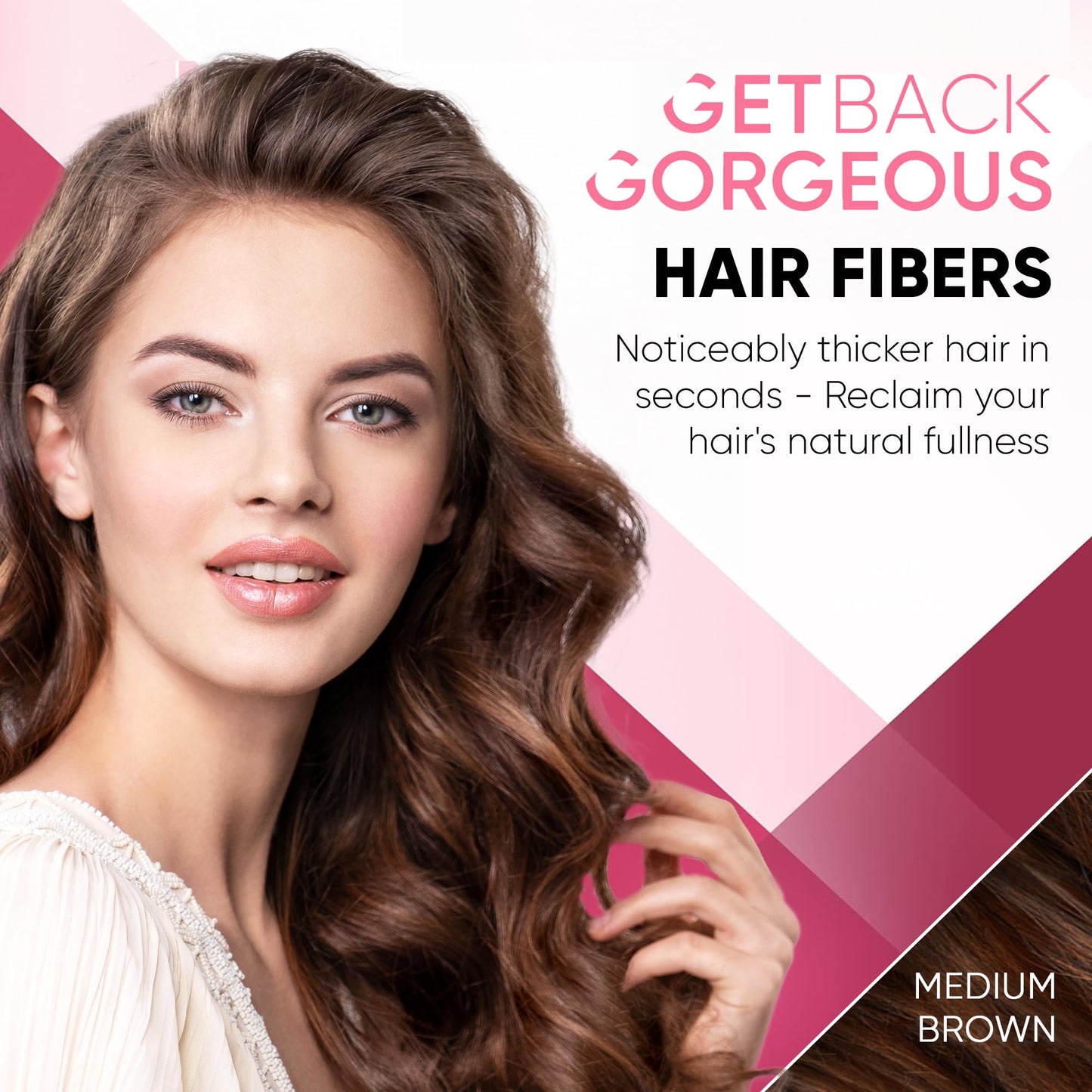 White Smoke GBG Hair Fibers for Thinning Hair & Bald Spots (Medium Brown) - 25g Bottle - Conceals Hair Loss - Instant Cover Up & Volume in 30 Seconds, Hair Powder for Women & Men - Cruelty Free