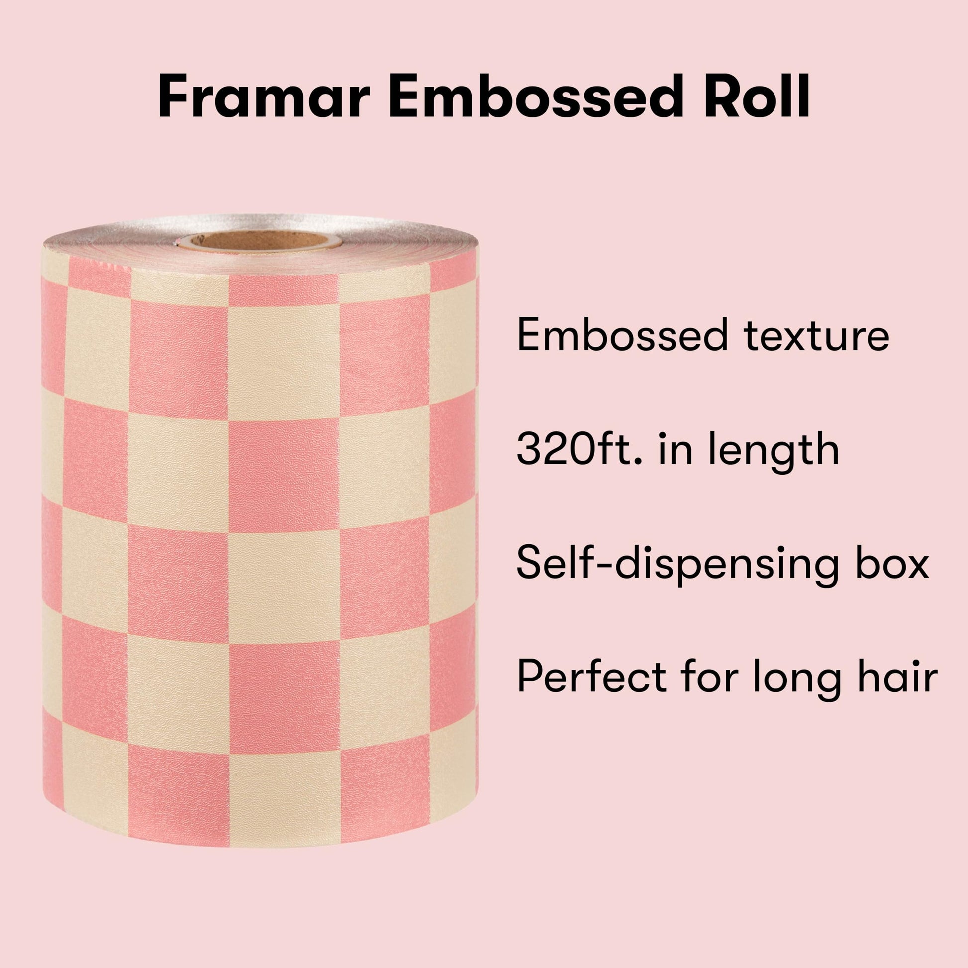 Misty Rose FRAMAR Beige and Pink Checkered Hair Foil – Hair Foils For Highlighting Long Hair, Salon Foil For Hair Highlighting, Salon Foils For Hair Stylist, Embossed – 320 ft