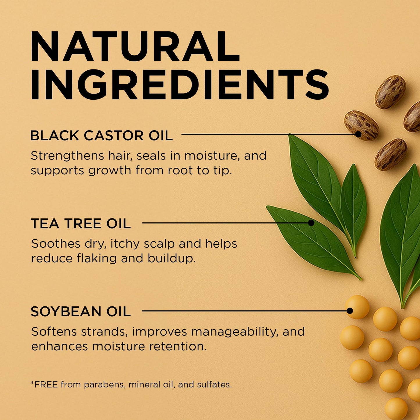 Tan African Pride Black Castor Miracle Hair & Scalp Sealing Oil – Hair Oil with Black Castor, Tea Tree & Soybean Oil for Moisture Lock, Scalp Relief & Growth Support | 6oz (Pack of 3)