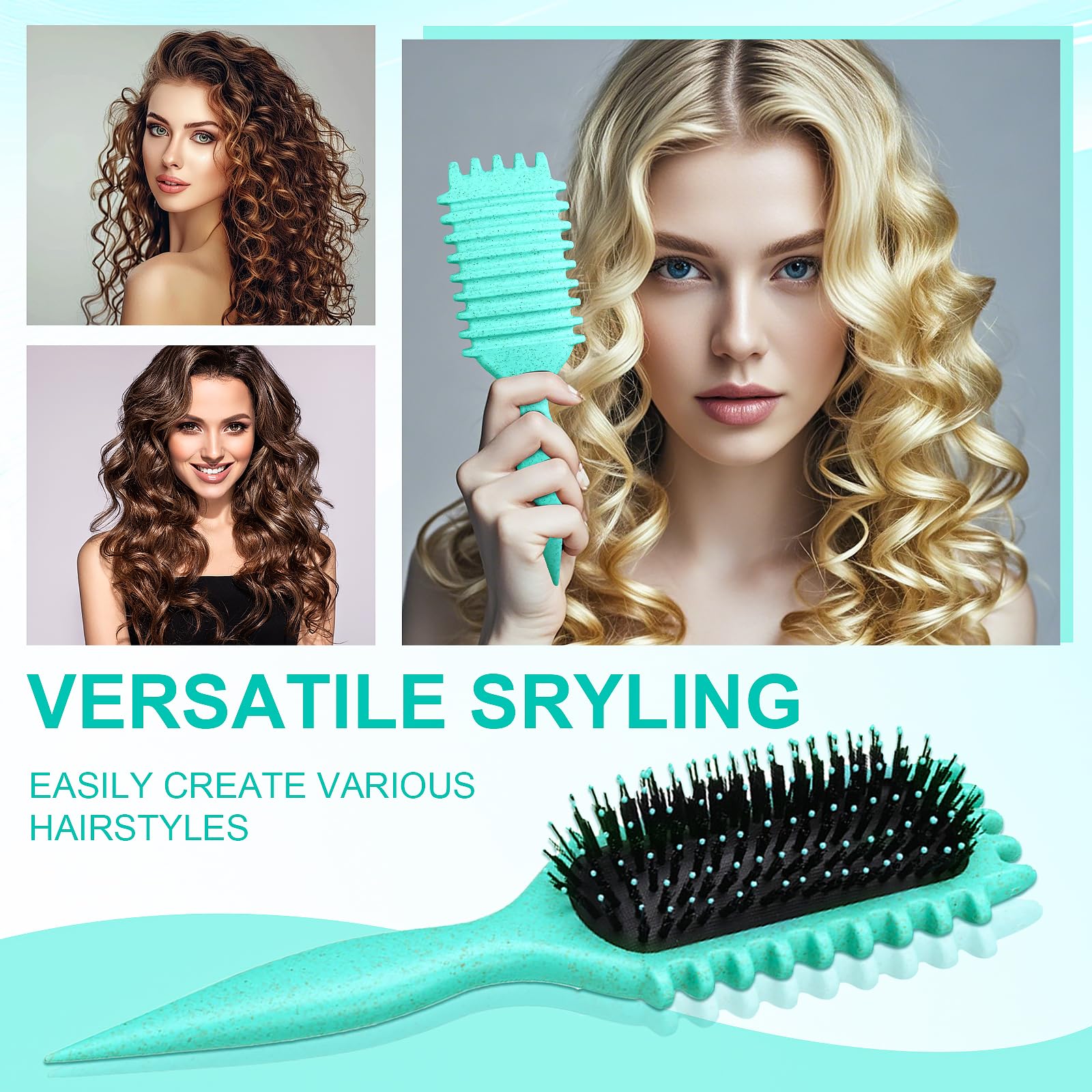 Alice Blue Candy Brush,Curly Hair Brush,Curl Defining Brush,Shaping and Defining Curls for Women Hair Brush for Combing and Shaping,Reduce Pulling and Curl Separation For Defined Curls(green)