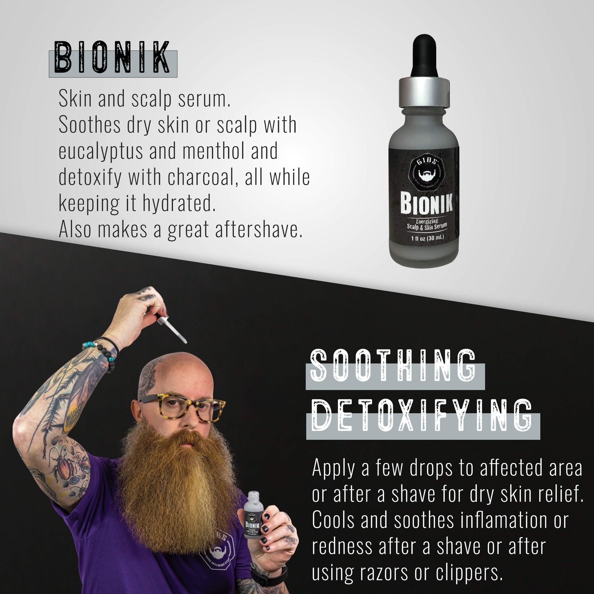 Light Gray GIBS Grooming Bionik Energizing Scalp & Skin Serum, 1 Fl Oz