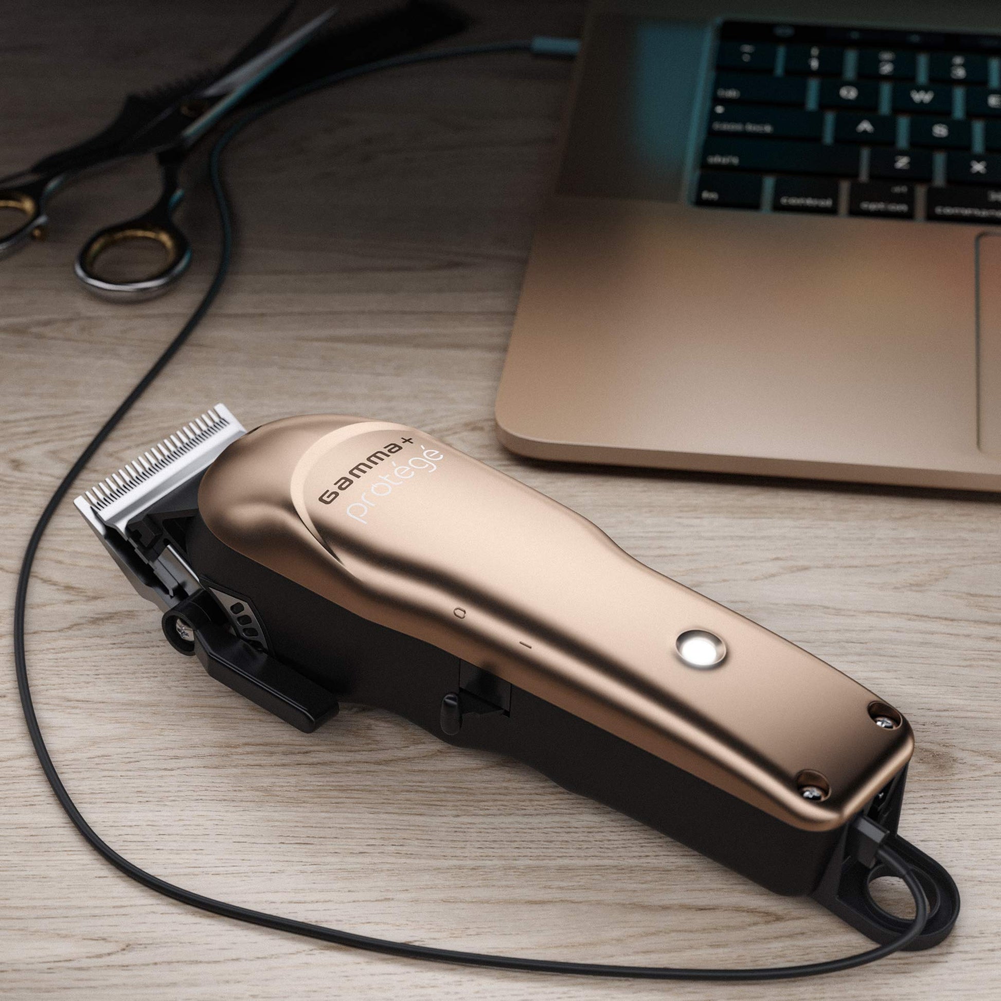 Dark Slate Gray GAMMA+ Protege Cordless Clipper and Trimmer Combo Set, Barbers, Micro USB, Faper Blade, Guards, Great Beginner Set Men or Women, Matte Metallic Gunmetal