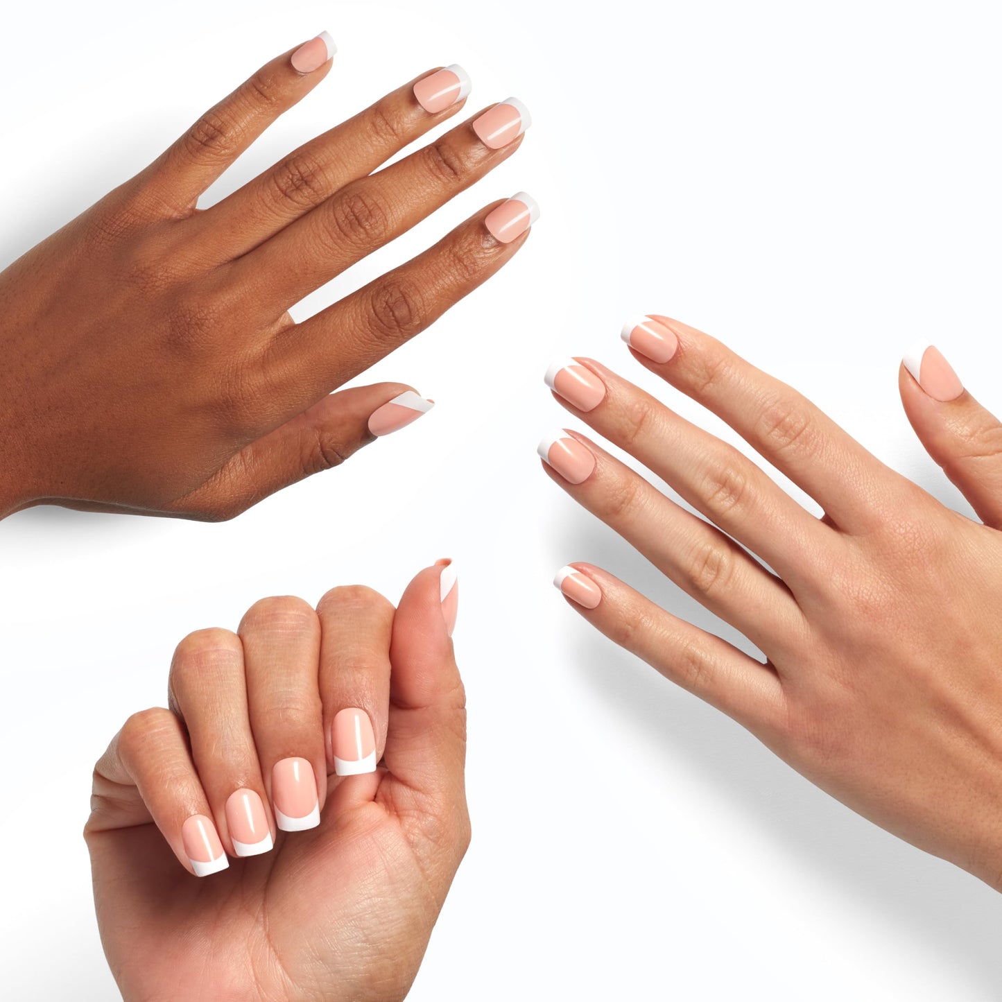White Smoke OPI On Point Fluent in French | Short Squoval Nude Pink & White French Tip Press On Nails | 30 Count with Nail Glue | Long Lasting, Reusable, Non-damaging