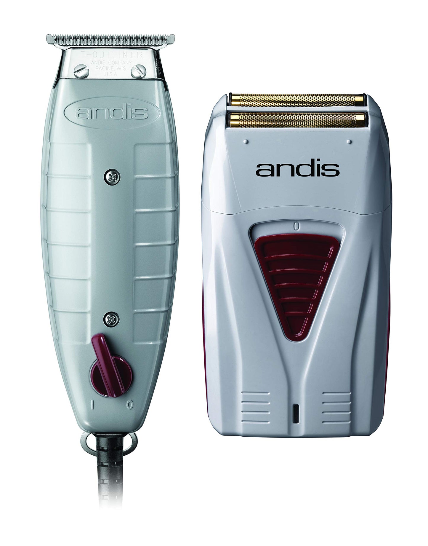 White Smoke Andis 17195 Finishing Combo T-Outliner Trimmer & Pro Foil Lithium Titanium Foil Shaver - Professional Finishing Hair Clippers and Trimmer Kit for Men