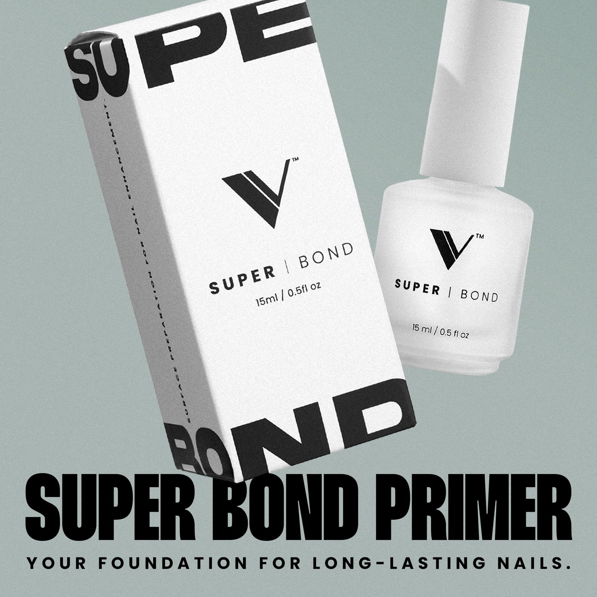 Dark Gray V Beauty Pure Super Bond Nail Primer - Long-Lasting & Low-Odor Nail Prep Bond Primer for Nail Polish, Gel & Acrylic - Nail Care Product for Professional Salons & Home Manicures & Pedicures, 15 ml
