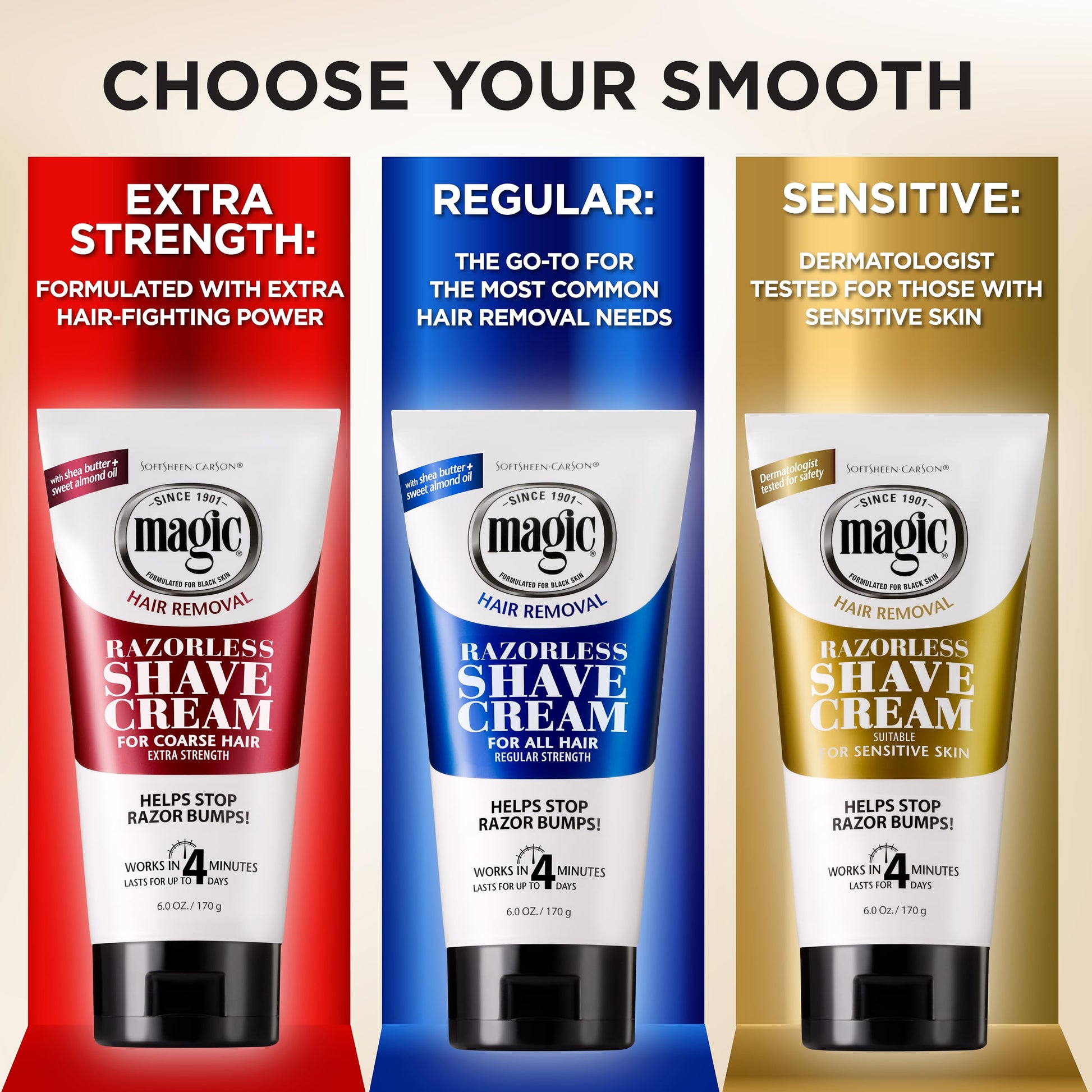 White Smoke SoftSheen-Carson Magic Razorless Shaving Cream, Depilatory Hair Removal Cream for Body Hair, Extra Strength, Works in 4 Minutes for, 6 oz