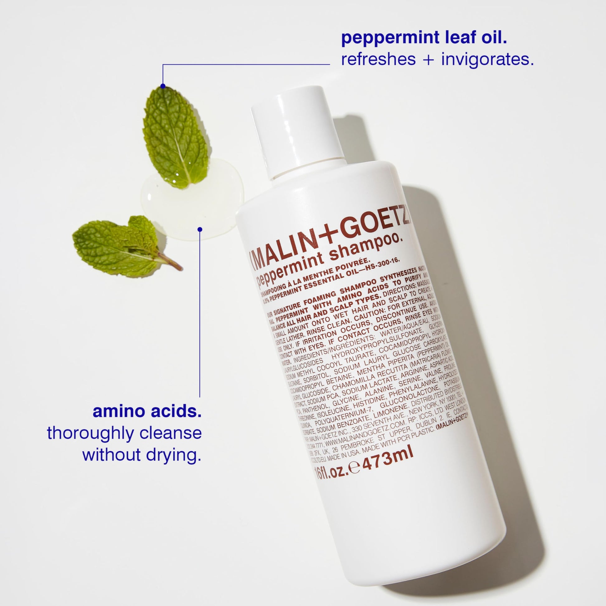 Lavender MALIN+GOETZ Shampoo Clarifying Peppermint | Daily Cleanser with Amino Acids | Vegan, Sulfate-Free & Unisex (16 Fl Oz)