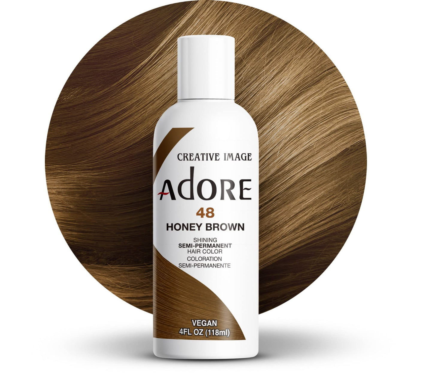 White Smoke Adore Semi Permanent Hair Color (048 Honey Brown) | Vegan & Cruelty-Free Brown Hair Dye | No Ammonia, No Peroxide, No Alcohol | 4 Fl Oz (Pack of 1)