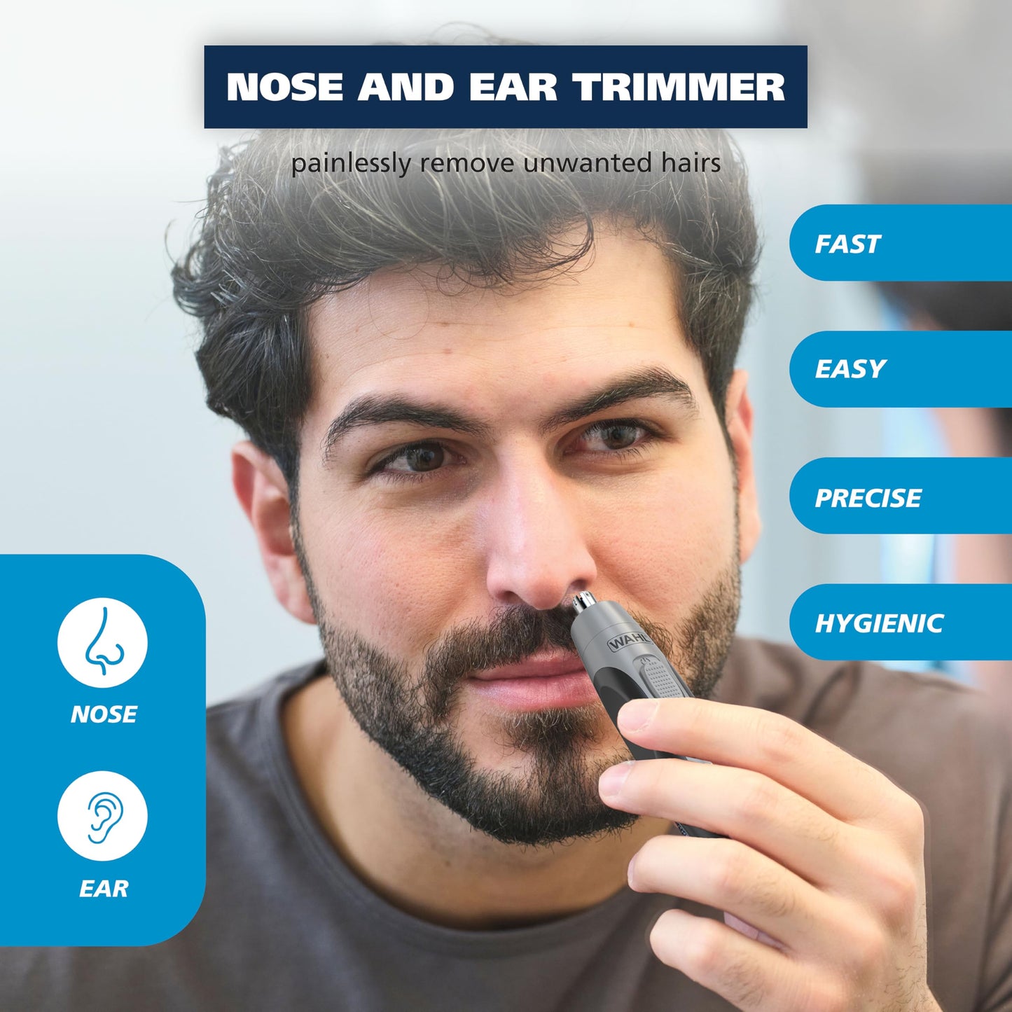Lavender Wahl Clipper Battery Operated, Precision Ear and Nose Hair Trimmer for Men, Hygienic Nose Trimmer with Rinseable Blade for Easy Cleaning, Perfect for Travel – Model 3026462