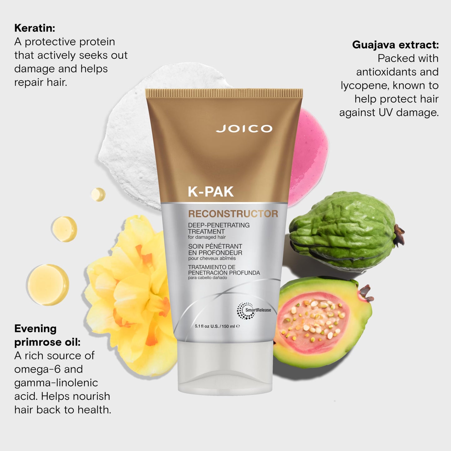 Lavender Joico K-PAK Reconstructor Deep-Penetrating Treatment | For Damaged Hair | Repair & Strengthen Strands | Rebuild & Fortify Damaged Hair | Improve Elasticity | With Keratin & Arginine | 5.1 Fl Oz