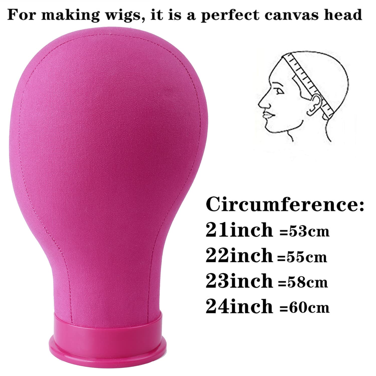 White Smoke 23 Inch Canvas Block Head Pink Wig Head with Wig Stand Tripod Mannequin Head Stand for Wigs Trimming Making Display.(23 Inch Pink)