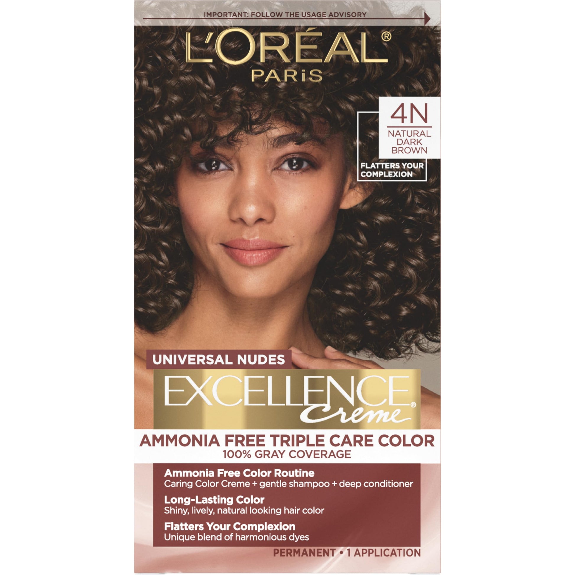 Dark Slate Gray L’Oreal Paris Excellence Universal Nudes Permanent Hair Color, Ammonia Free Hair Dye for Gray Hair Coverage, 4N Natural Dark Brown, 1 Hair Dye Kit