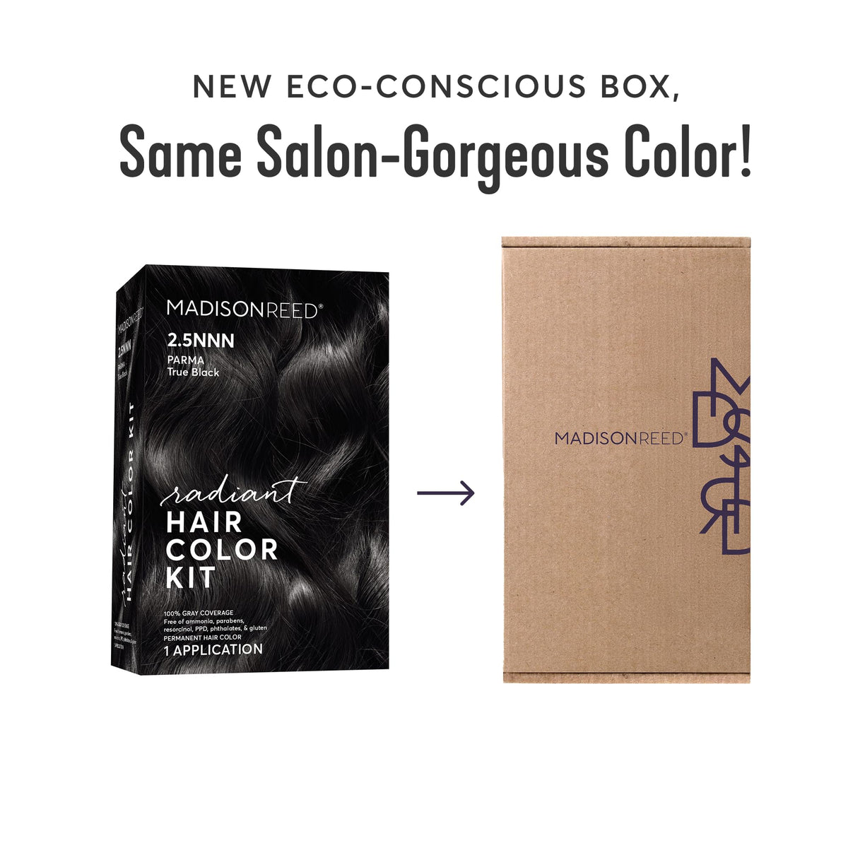 White Smoke Madison Reed Radiant Hair Color Kit - 2.5NNN Soft Black (Parma Black), 100% Gray Hair Coverage Permanent Hair Dye for Resistant Grays | PPD-Free & Ammonia-Free, 1 Pack