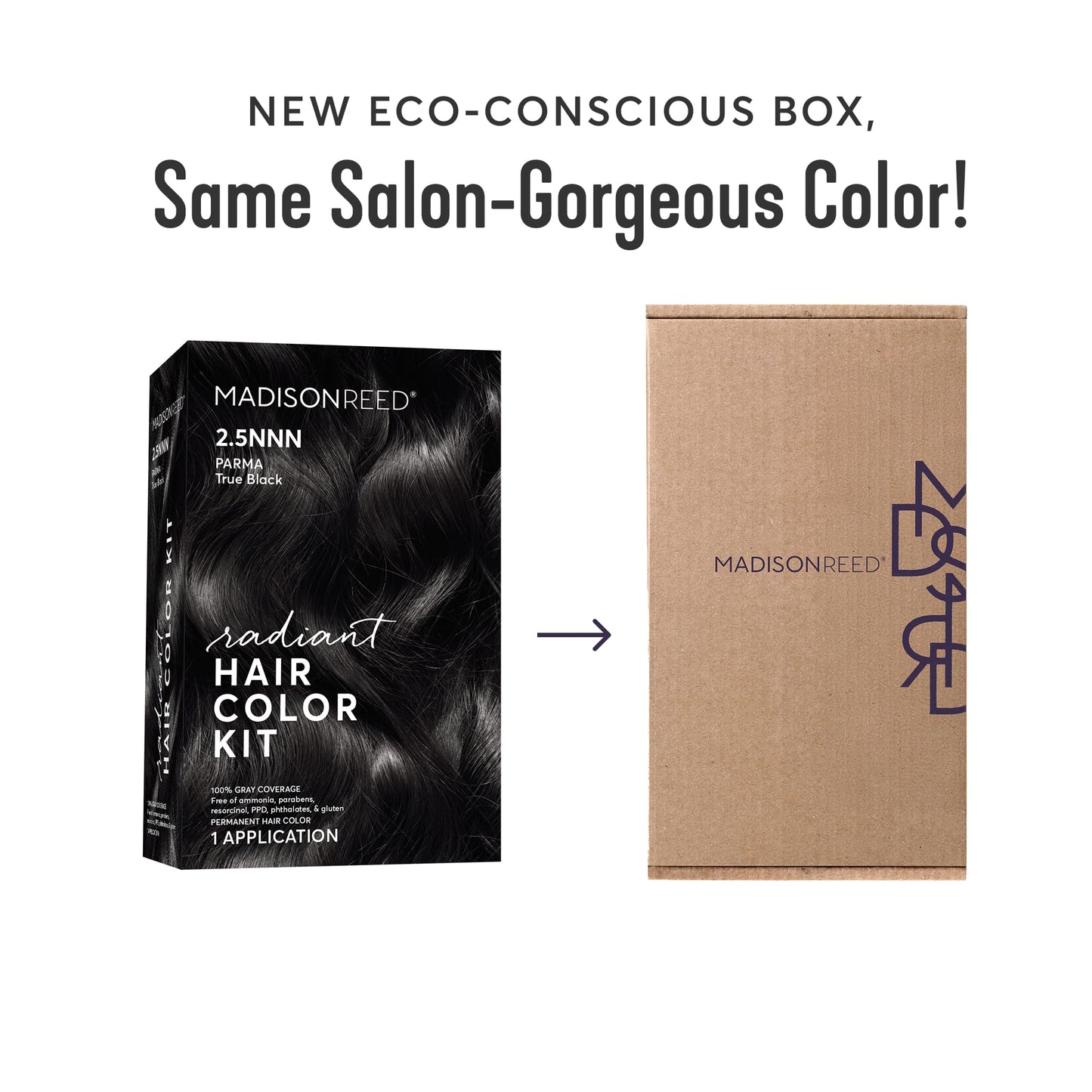 White Smoke Madison Reed Radiant Hair Color Kit - 2.5NNN Soft Black (Parma Black), 100% Gray Hair Coverage Permanent Hair Dye for Resistant Grays | PPD-Free & Ammonia-Free, 1 Pack