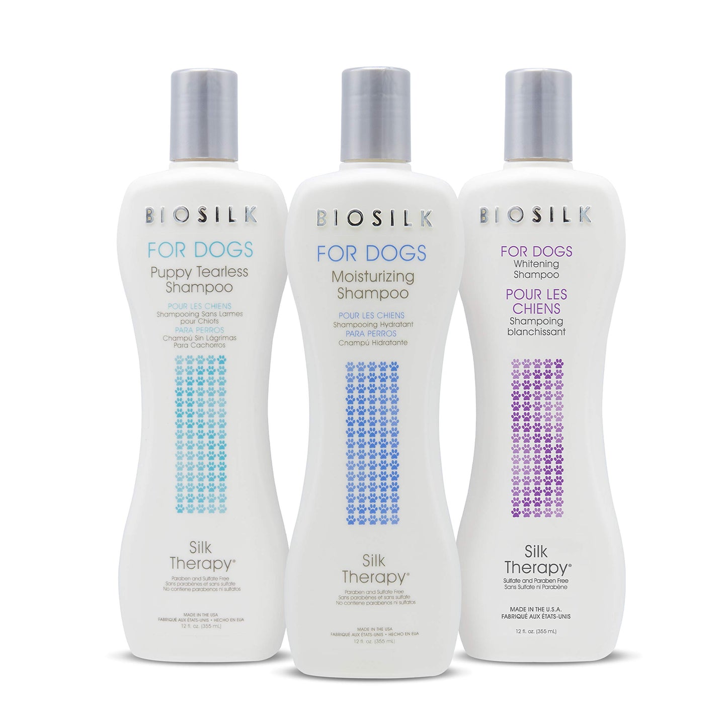 Light Gray BioSilk for Dogs Puppy Tearless Shampoo, Gentle Dog Wash with Silk Proteins, Paraben and Sulfate Free Formula Helps Clean and Condition Coats for Puppies and Dogs, 12 Fl Oz - 2 Pack