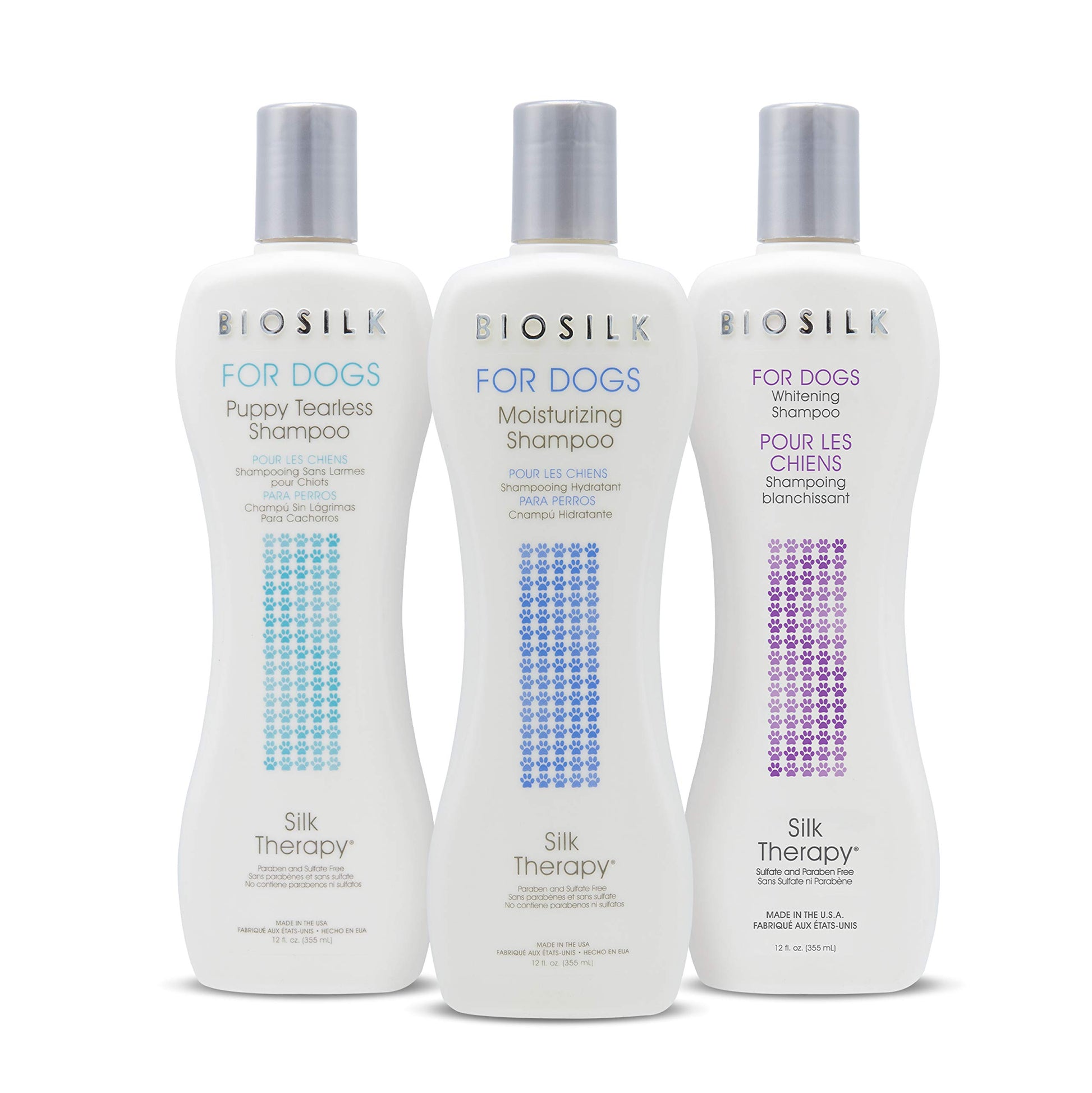 Light Gray BioSilk for Dogs Puppy Tearless Shampoo, Gentle Dog Wash with Silk Proteins, Paraben and Sulfate Free Formula Helps Clean and Condition Coats for Puppies and Dogs, 12 Fl Oz - 2 Pack