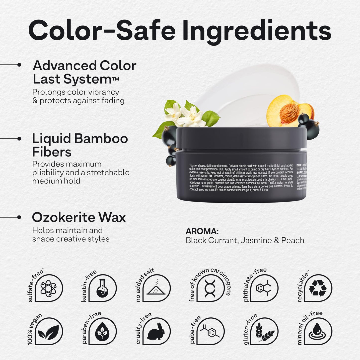 Lavender Colorproof Rule Breaker Defining Hair Wax 2 Fl. Oz. Styling Wax with Black Currant, Jasmine & Peach Scent, Heat and Color-Protecting Hair Wax for Men & Women