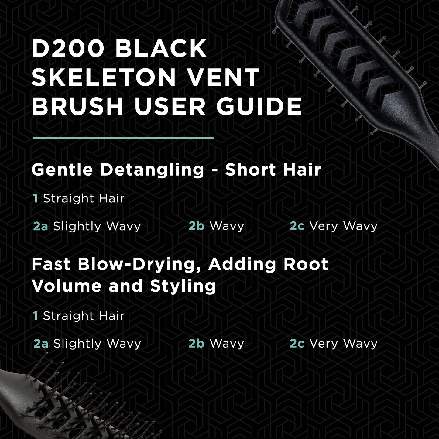 Black Denman Flexible Vent Brush D200 - Detangling Brush With Lightweight Grip & Control – Perfect For Styling During Blow-Dry & Detangling Wet & Dry Hair – Black (Pack of 1)