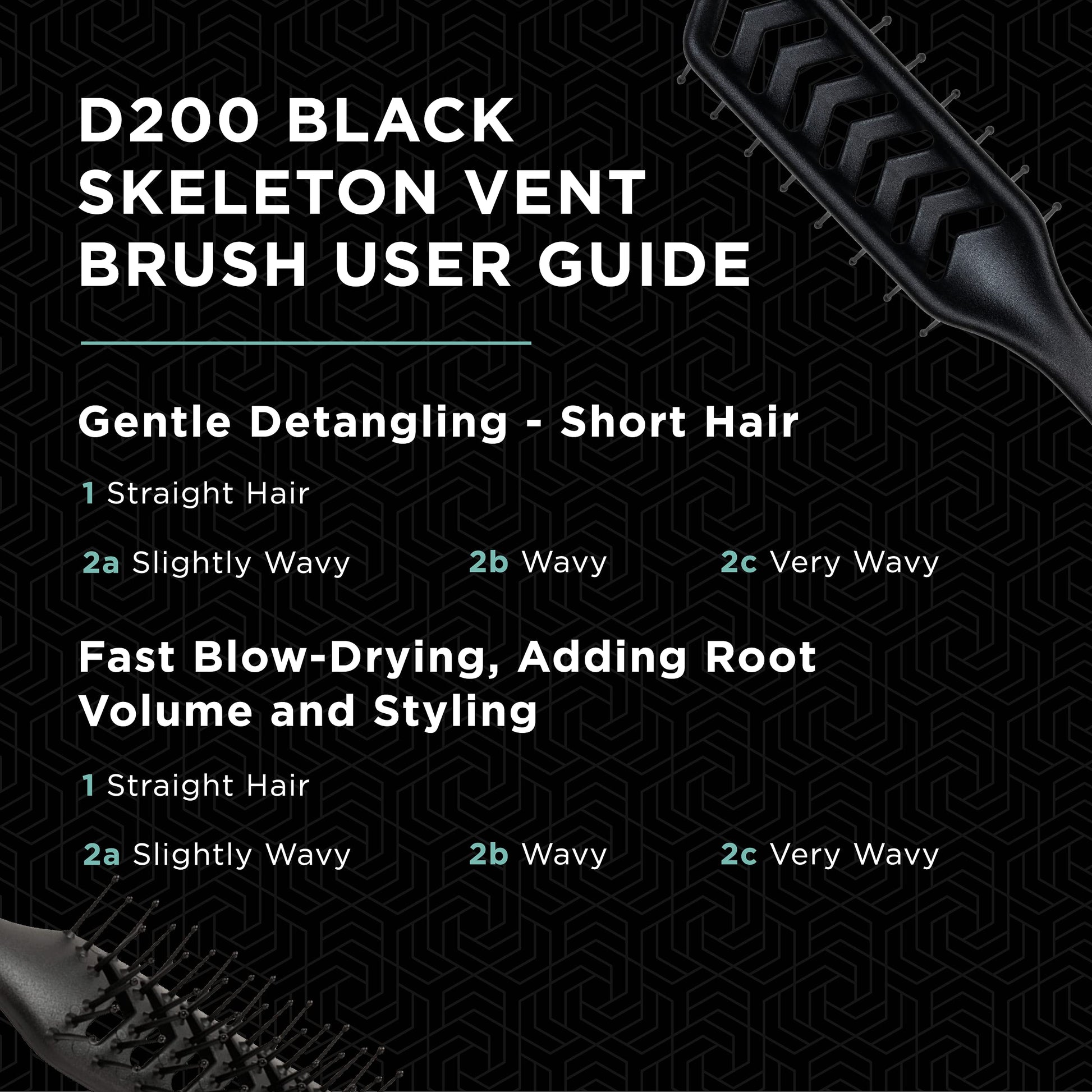 Black Denman Flexible Vent Brush D200 - Detangling Brush With Lightweight Grip & Control – Perfect For Styling During Blow-Dry & Detangling Wet & Dry Hair – Black (Pack of 1)