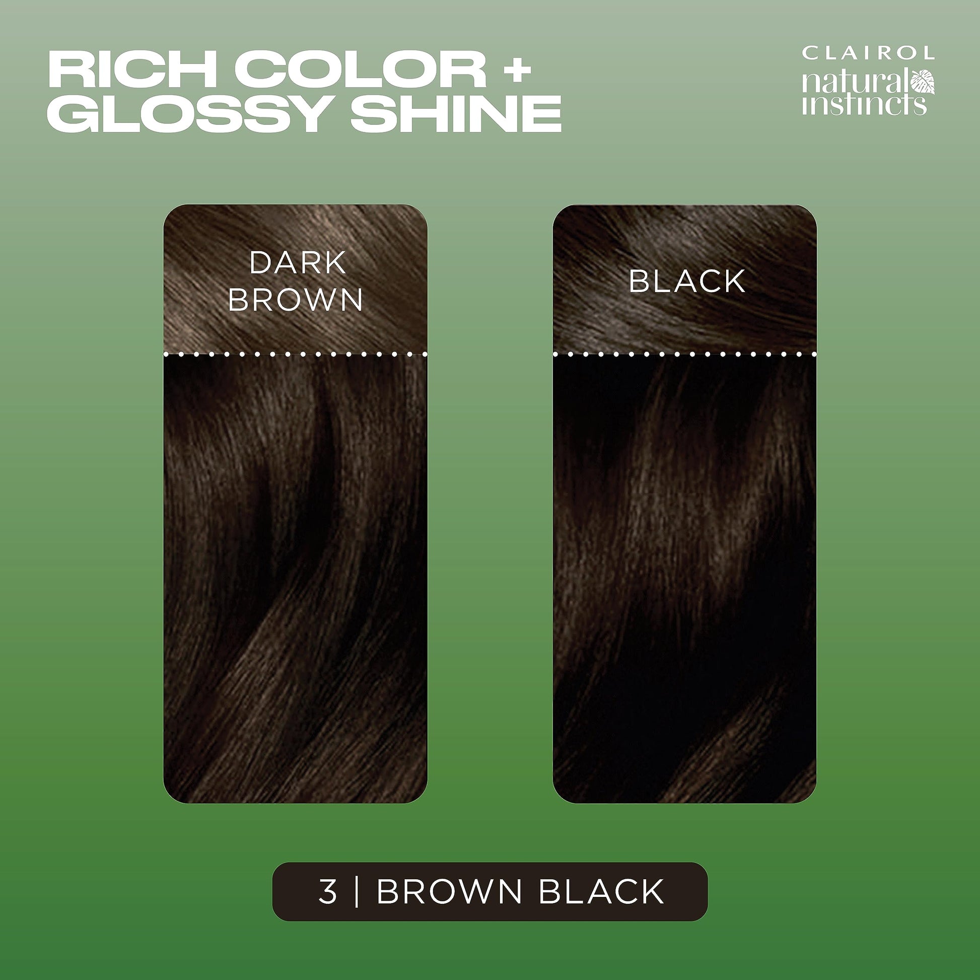 Black Clairol Natural Instincts Demi-Permanent Hair Dye, 3 Brown Black Hair Color, Pack of 3