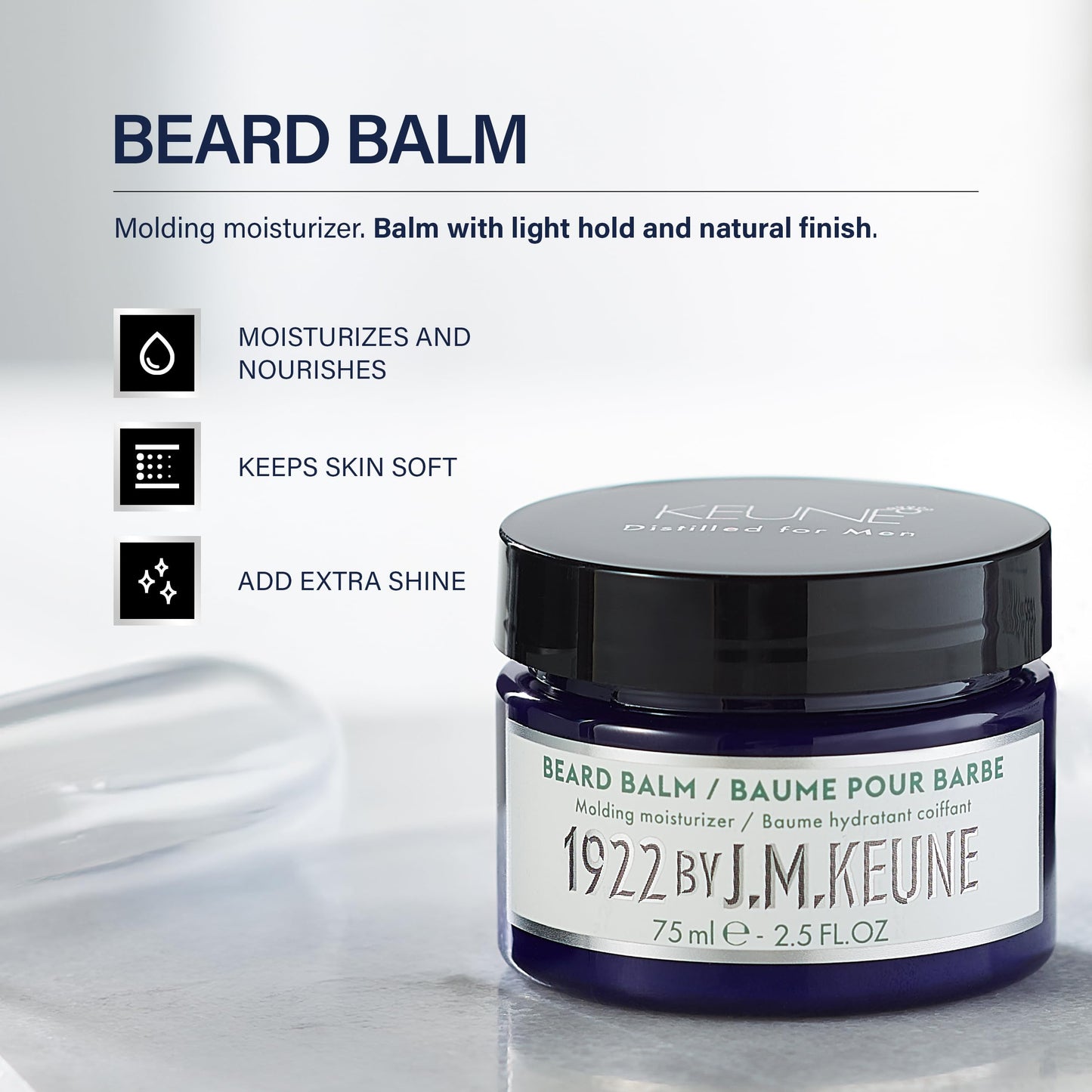 White Smoke 1922 by J.M. Keune Beard Balm, Moisturizing & Conditioning Balm for Beard Care, 2.5 Fl Oz