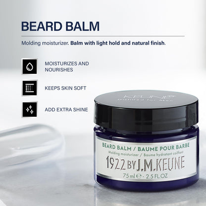 White Smoke 1922 by J.M. Keune Beard Balm, Moisturizing & Conditioning Balm for Beard Care, 2.5 Fl Oz